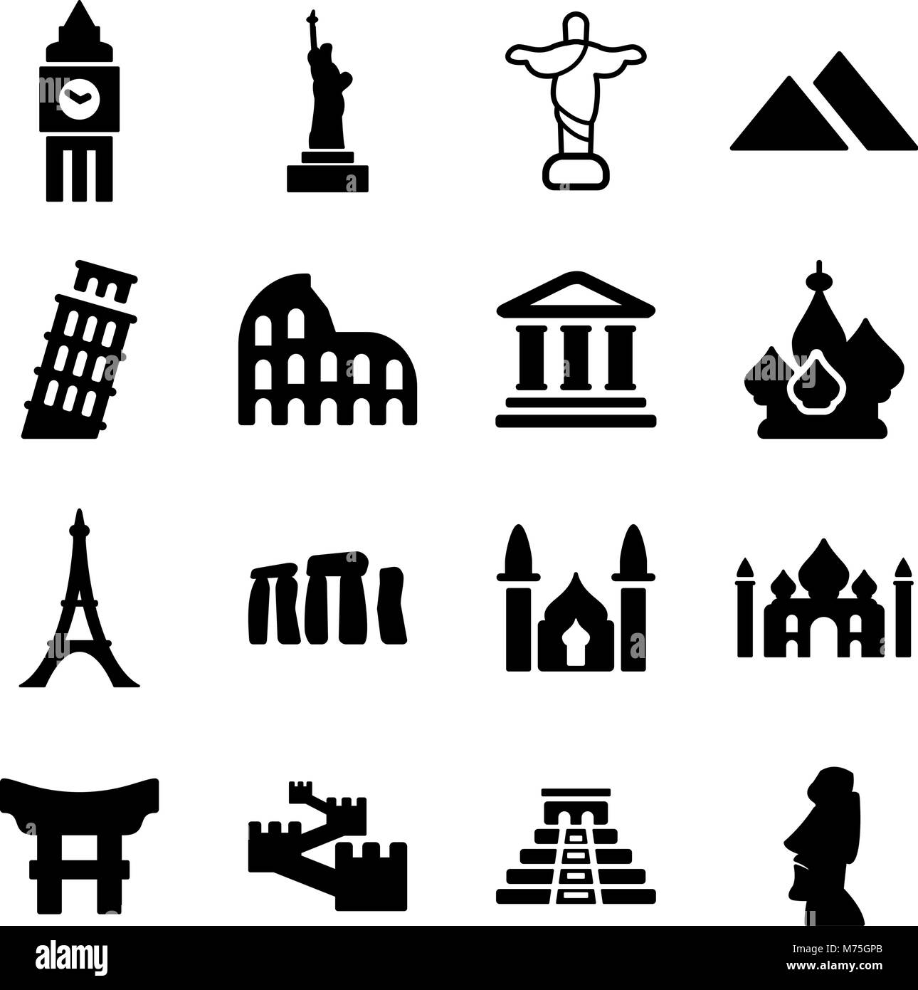 Landmarks Of The World Icons Stock Vector