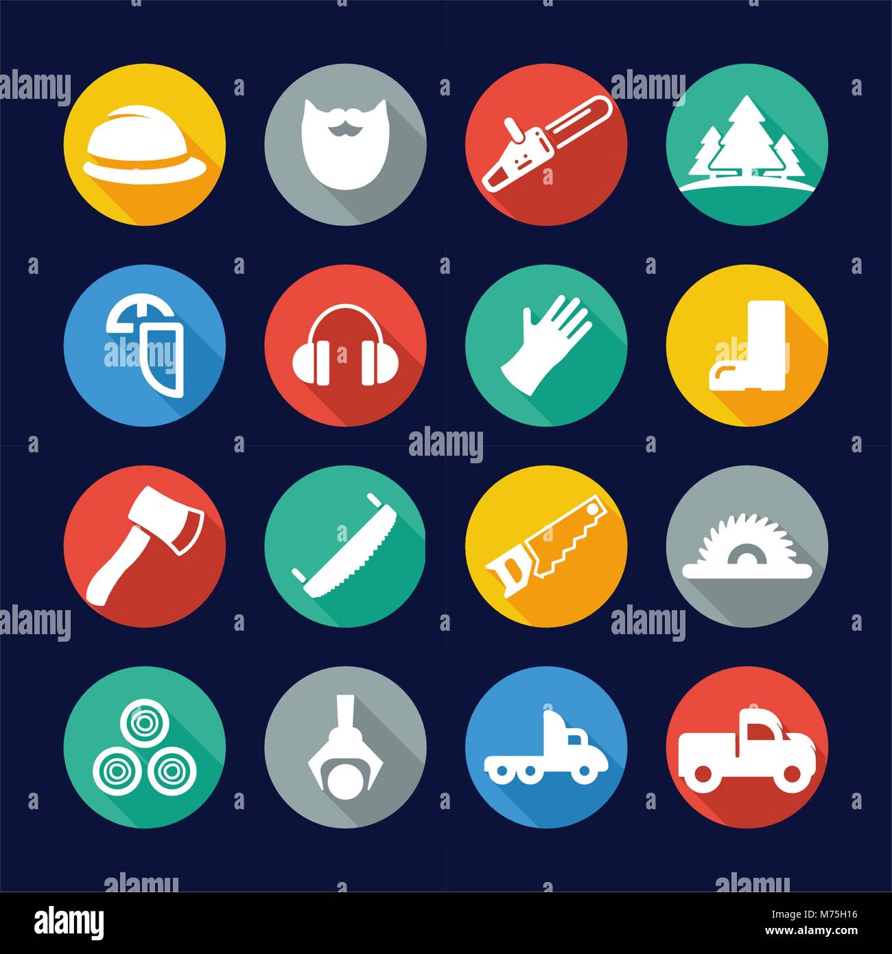 Lumberjack Icons Flat Design Circle Stock Vector Image & Art - Alamy