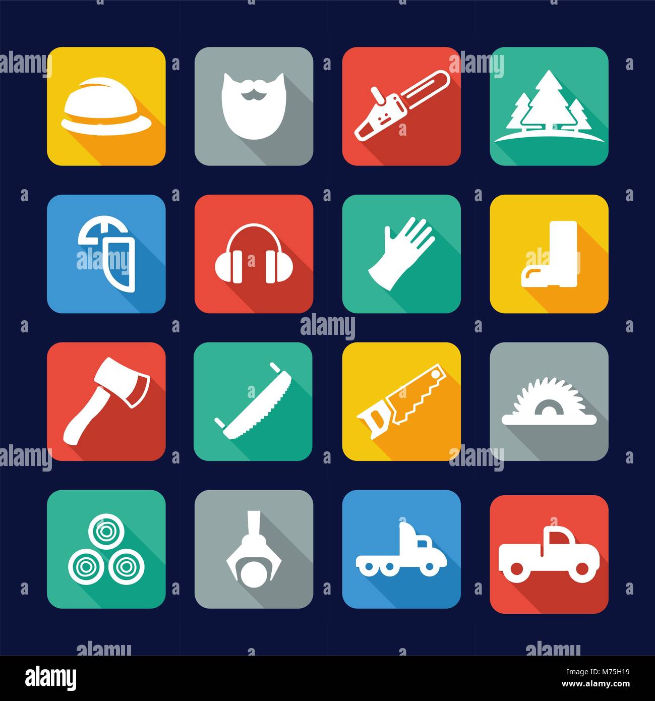 Lumberjack Icons Flat Design Stock Vector Image & Art - Alamy