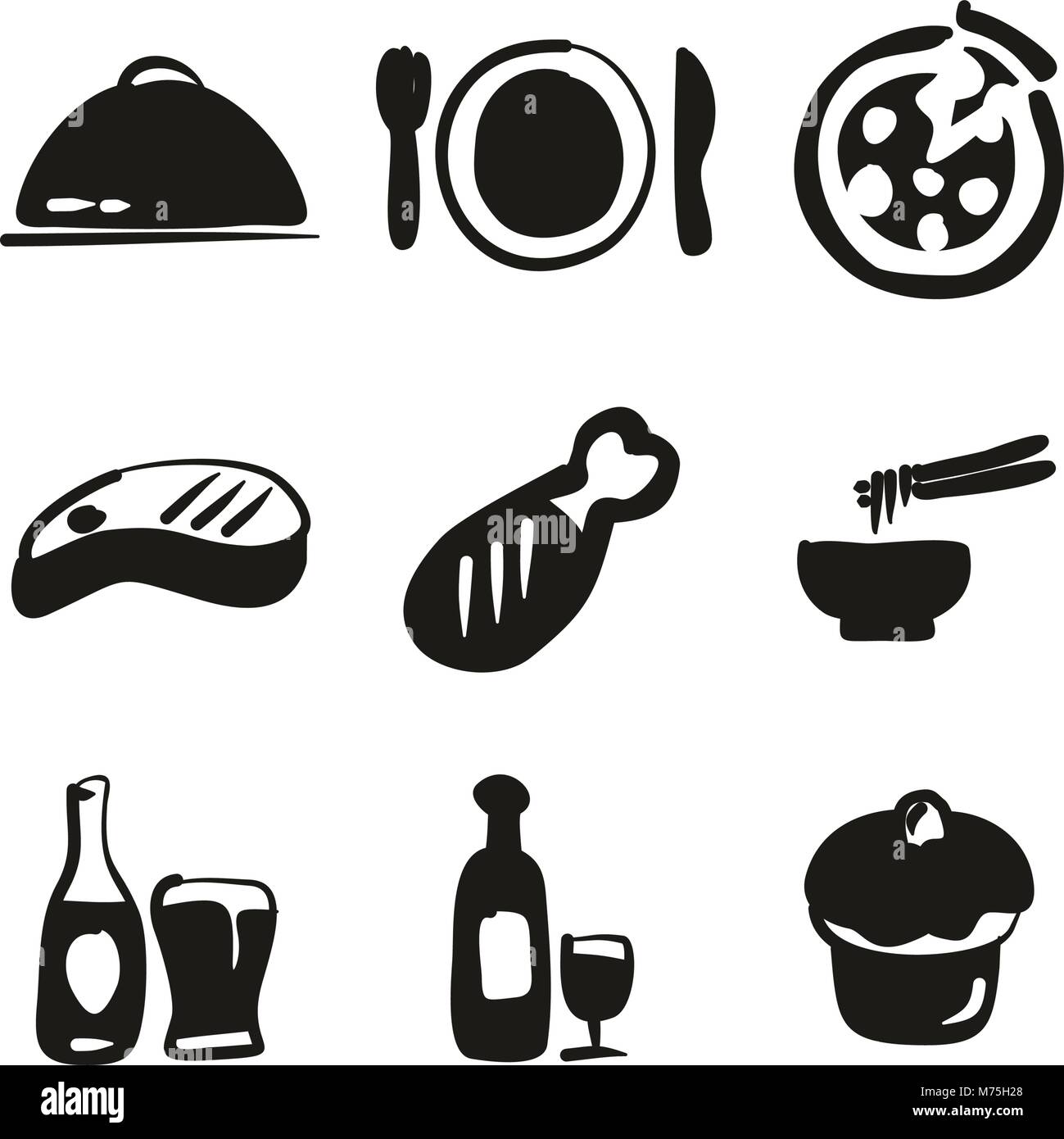 Lunch Icons Freehand Fill Stock Vector Image & Art - Alamy