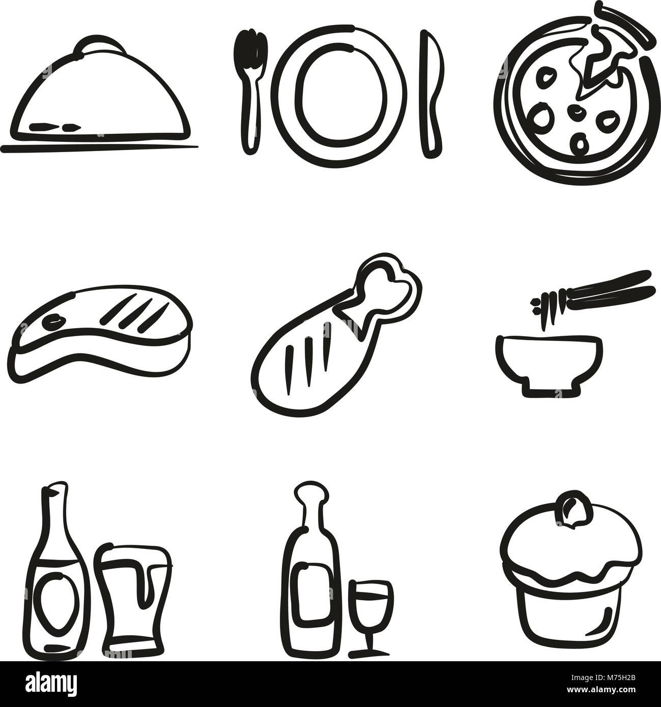 Lunch Icons Freehand Stock Vector Image & Art - Alamy