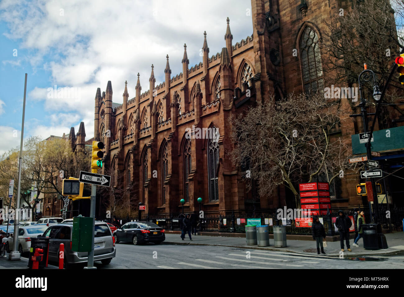 St. Ann & the Holy Trinity Church is a historic Episcopal church  at the corner of Montague and Clinton streets in Brooklyn Heights, Brooklyn. Stock Photo