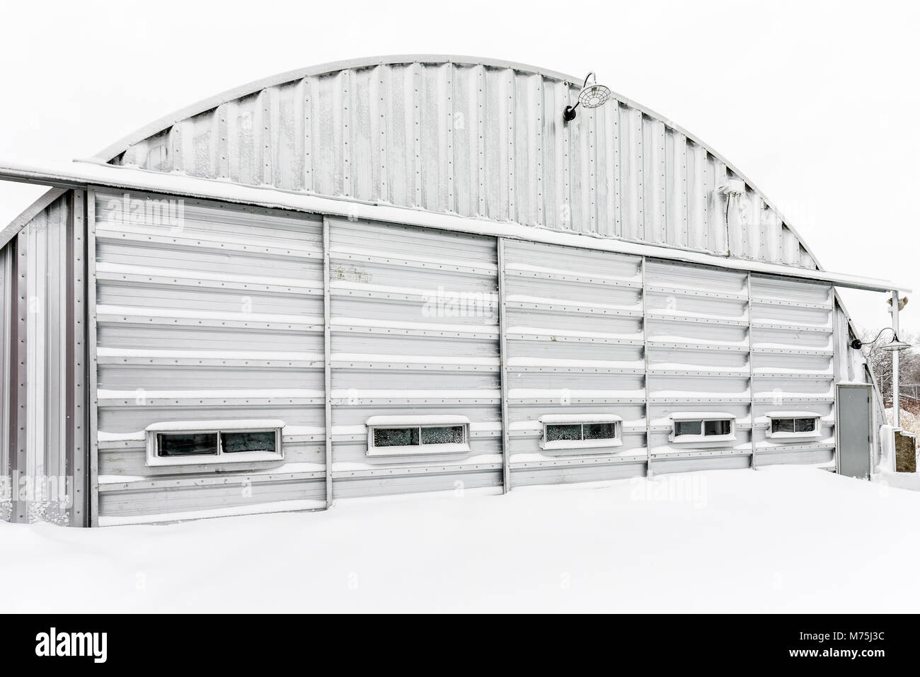 Corrugated metal building, Manitoba, Canada. Stock Photo