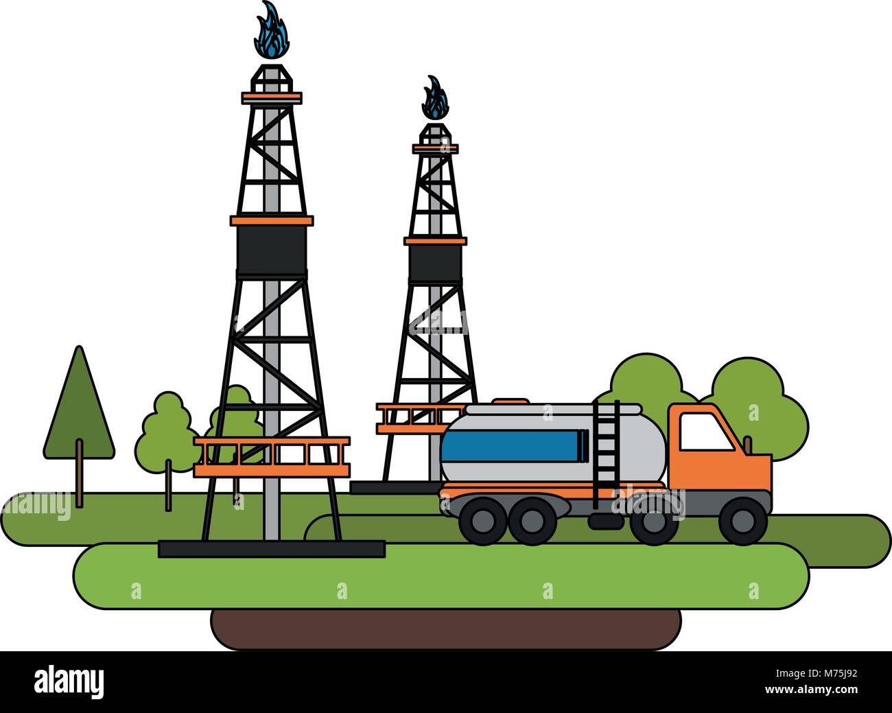 Natural gas factory vector illustration graphic design Stock Vector ...