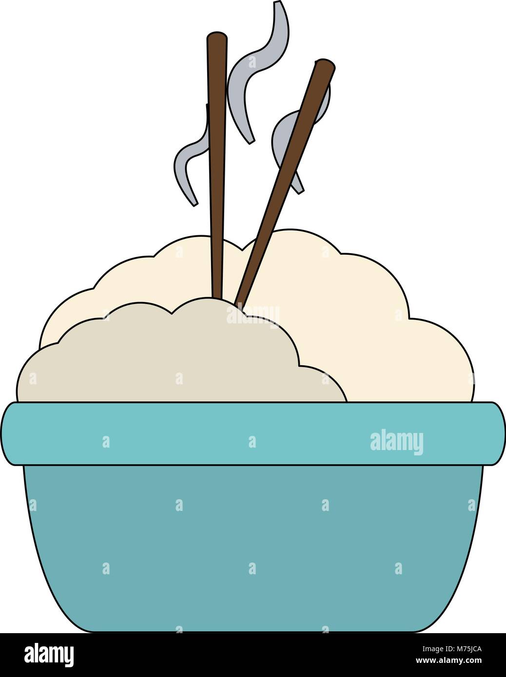 Rice bowl with chopsticks vector illustration graphic design Stock
