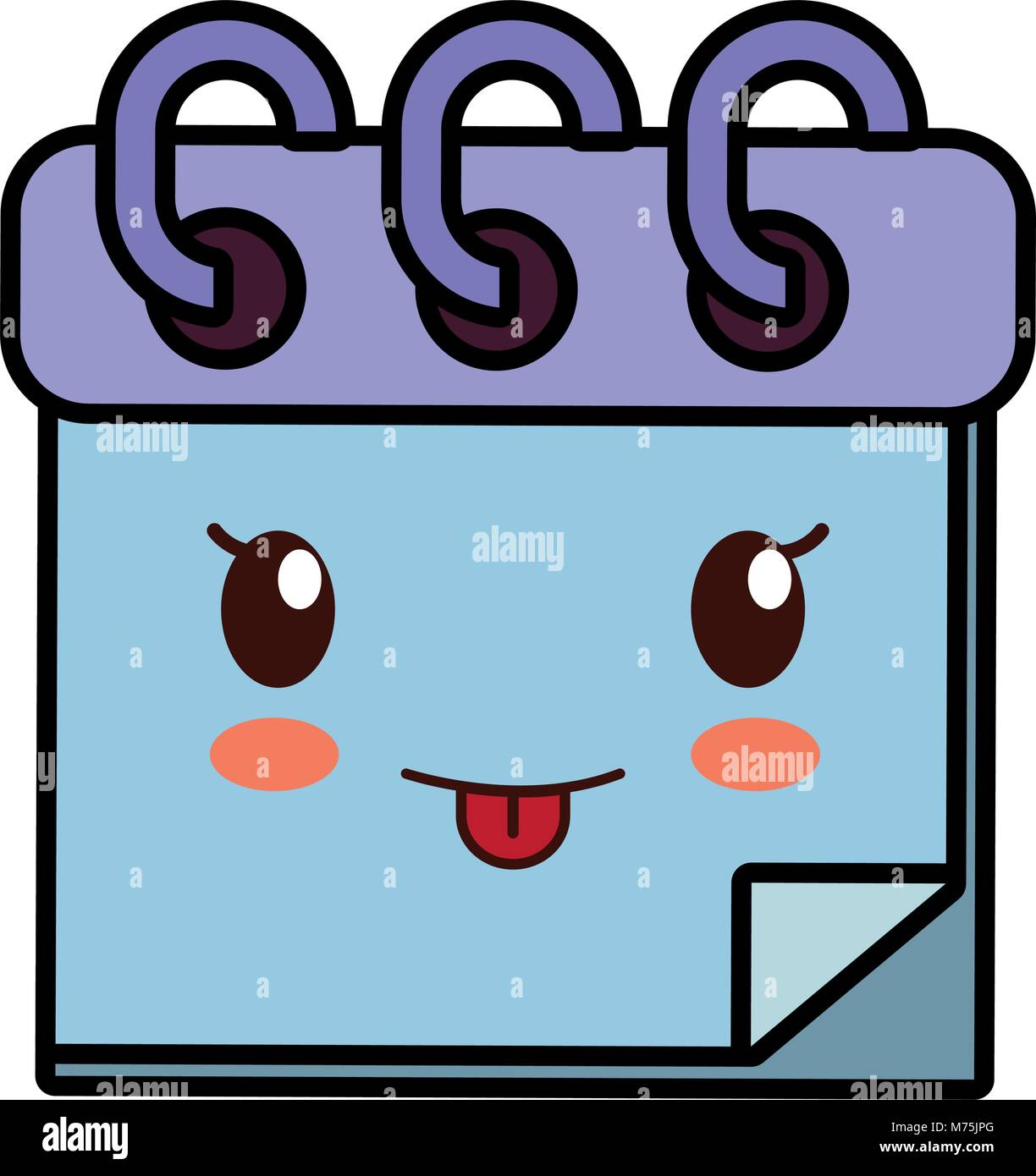 kawaii notepad over white background vector illustration Stock Vector