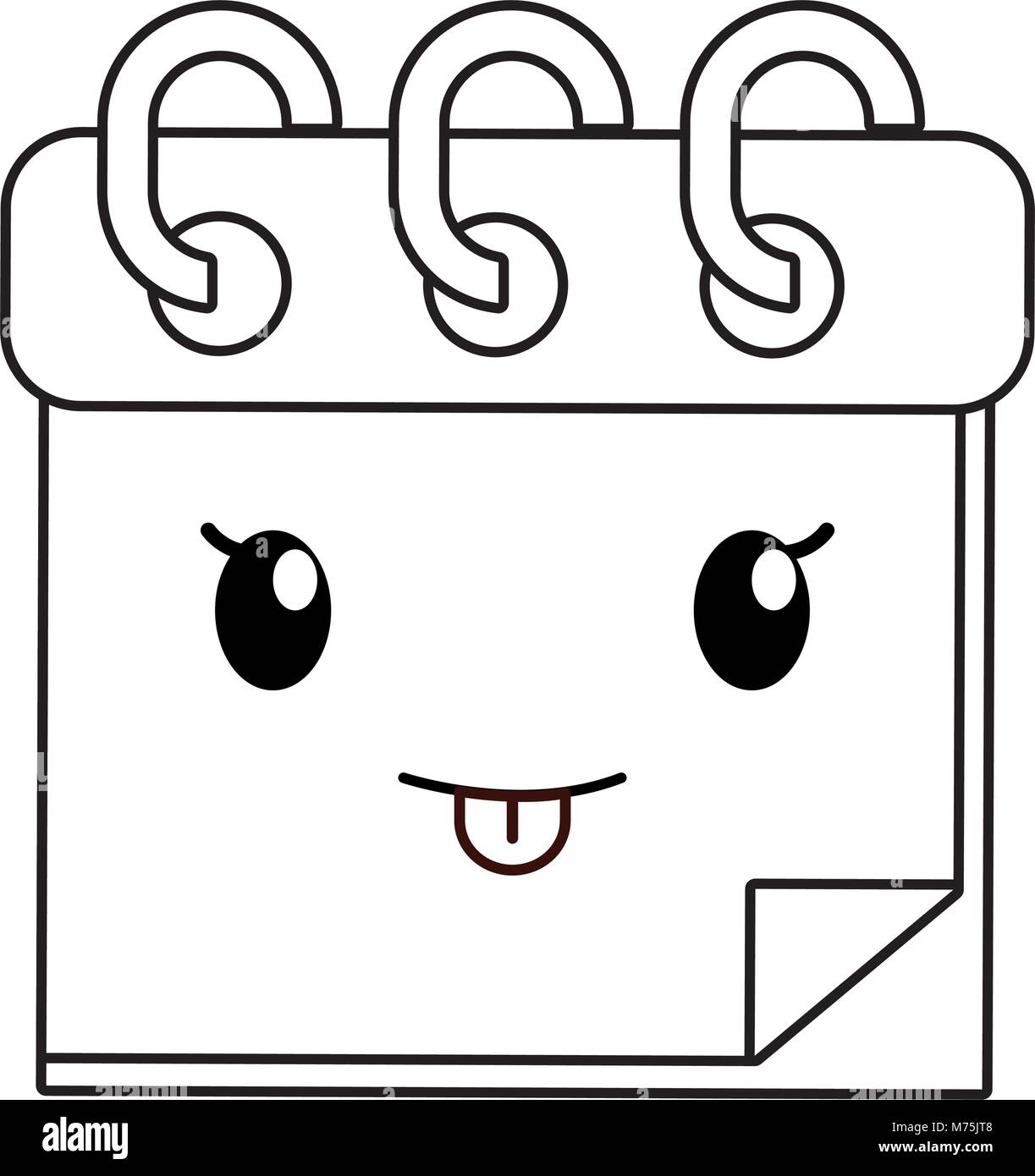 kawaii notepad over white background vector illustration Stock Vector