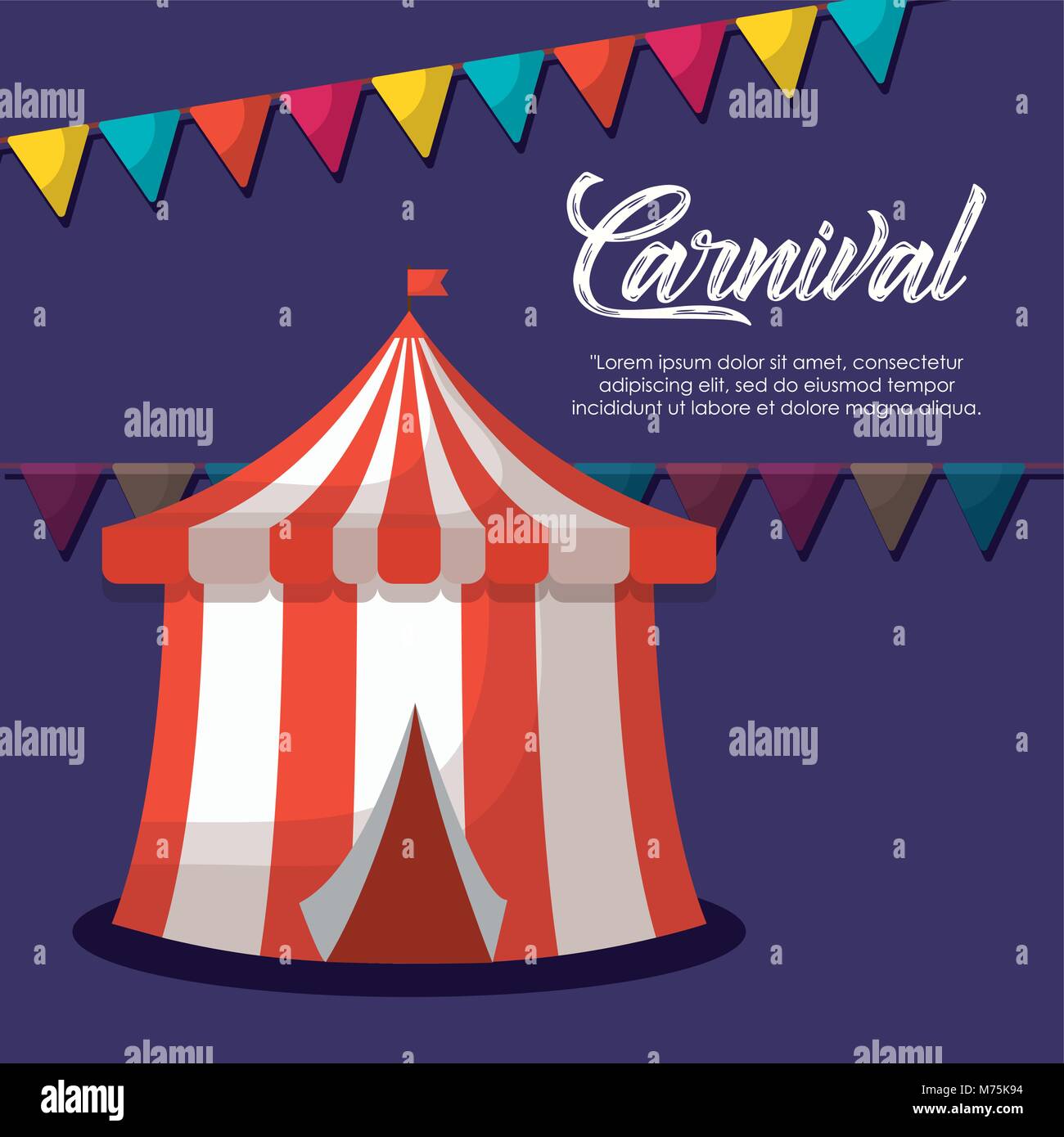 Circus carnival design with decorative pennants and circus tent icon ...