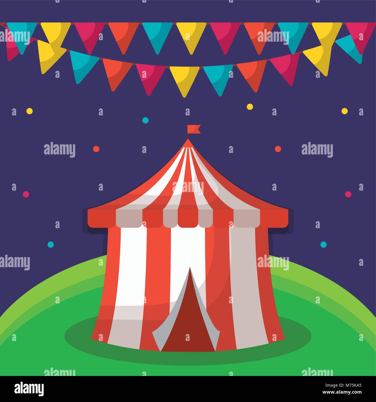 Circus carnival design with decorative pennants and circus tent icon ...