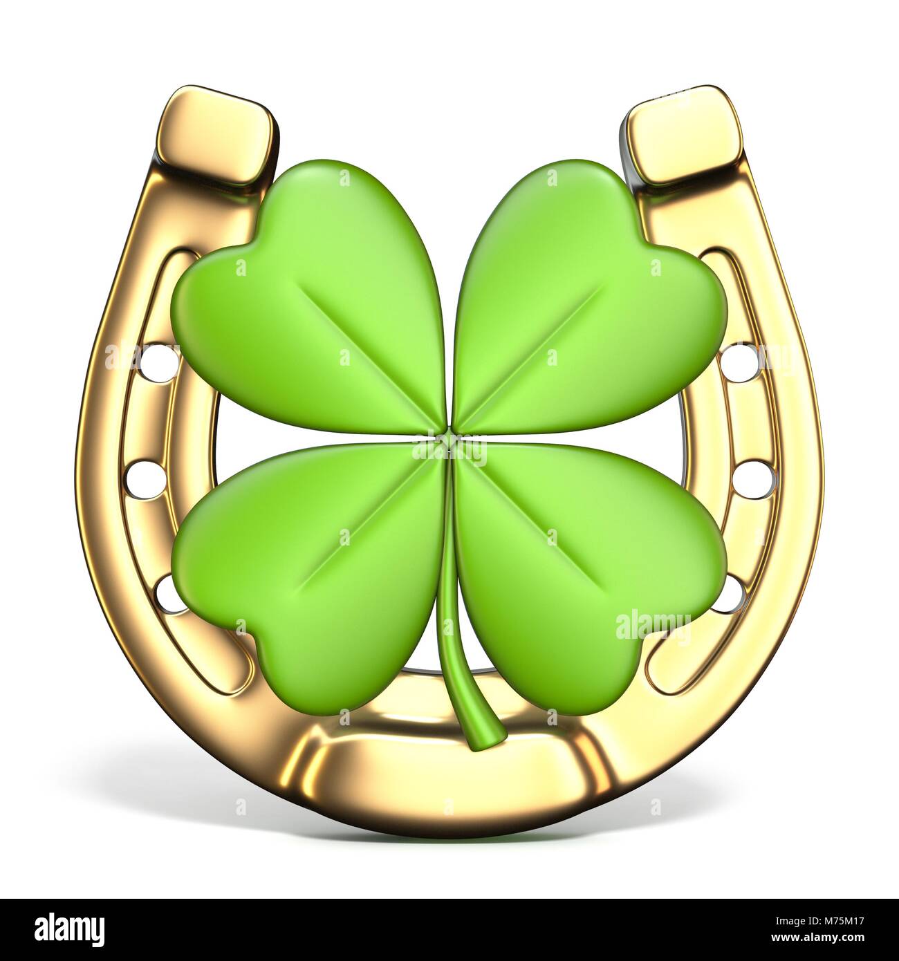 Lucky symbols horse-shoe and four-leaf clover Front view 3D render illustration isolated on white background Stock Photo - Alamy Lucky symbols horse-shoe and four-leaf clover Front view 3D render illustration isolated on white background Stock Photo - Alamy