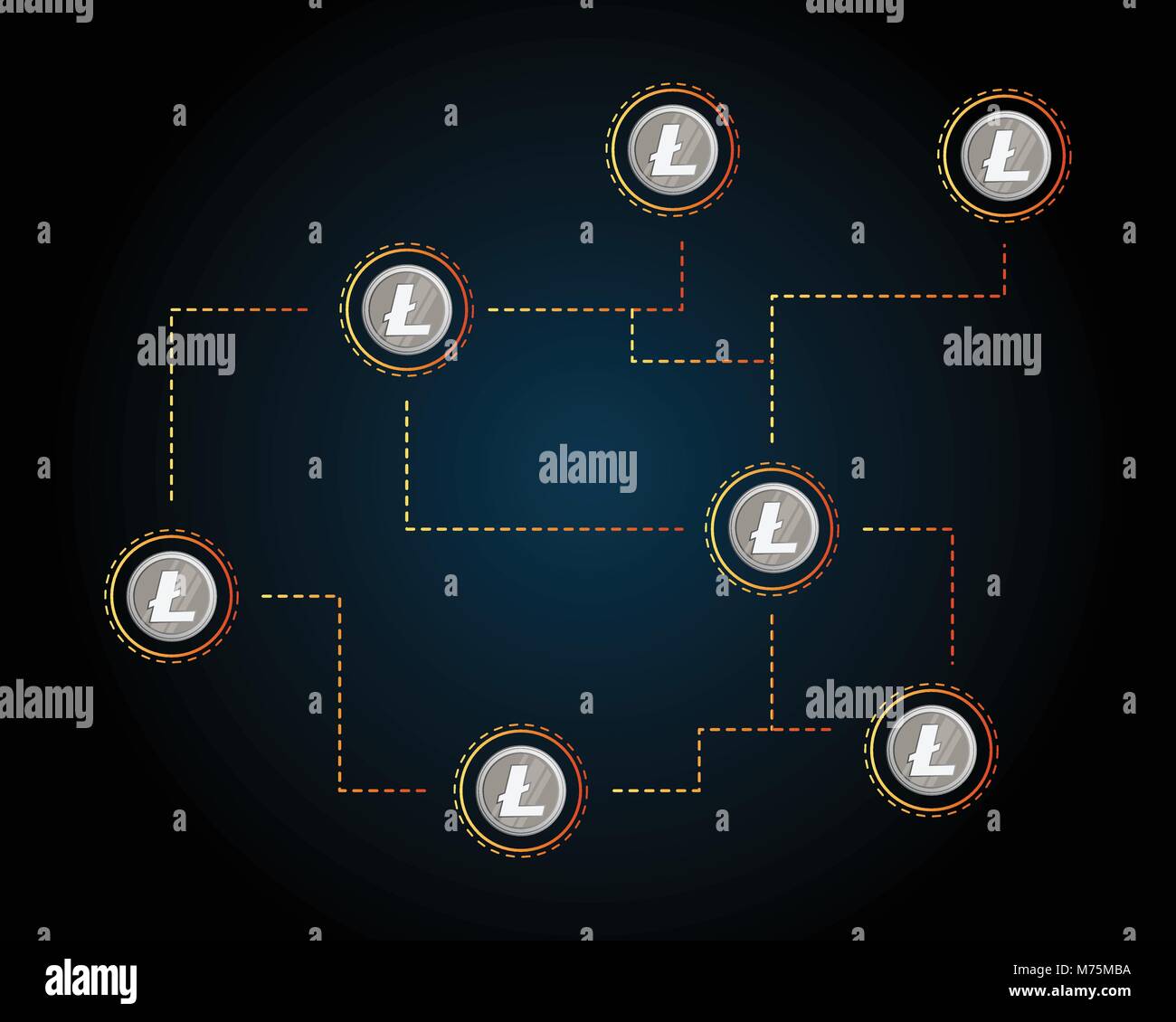 Blockchain litecoin technology on dark background Stock Vector Image ...