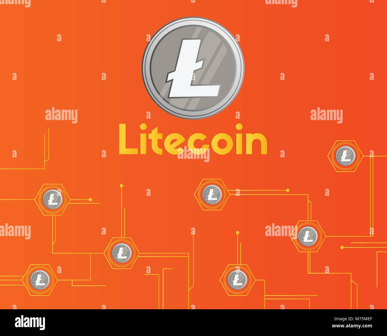Blockchain litecoin technology circuit concept background Stock Vector ...