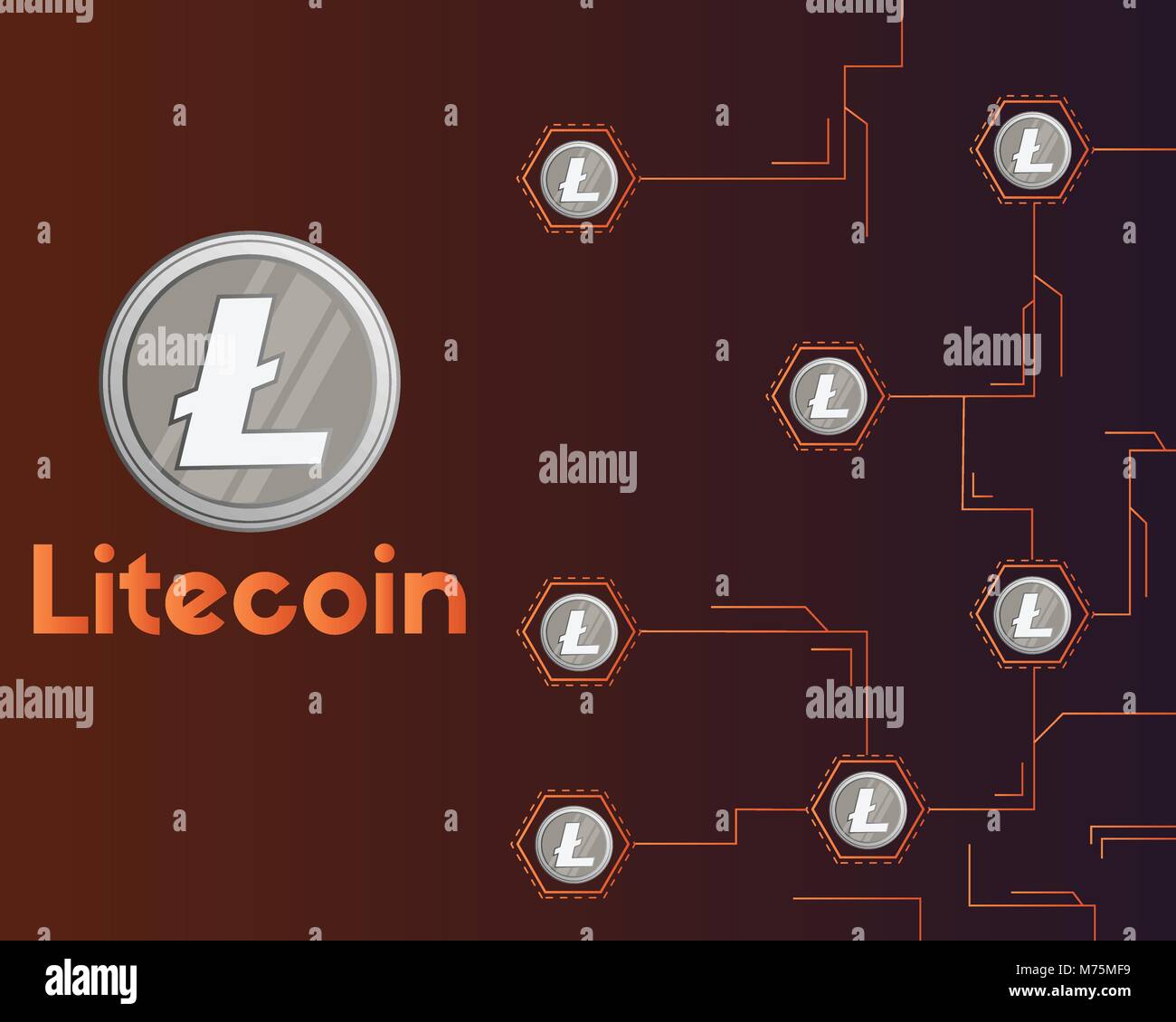 Blockchain litecoin circuit networking technology background Stock ...
