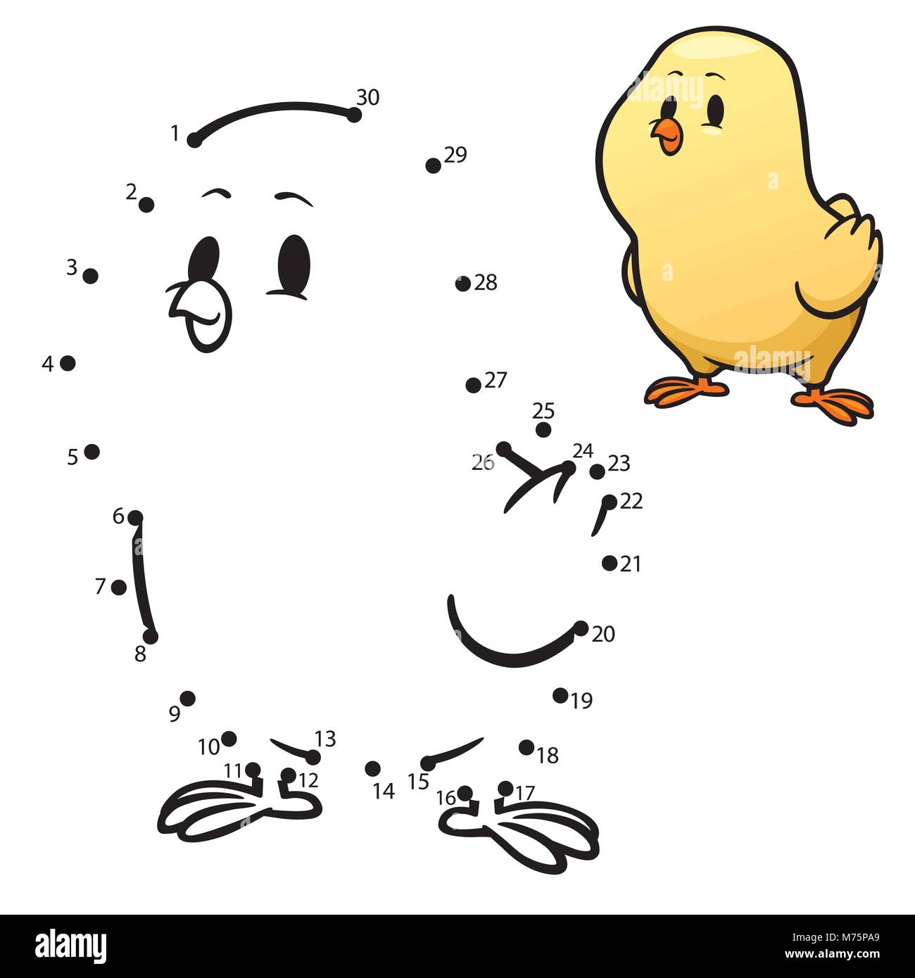 Vector Illustration of Education dot to dot game - Chick Stock Vector ...