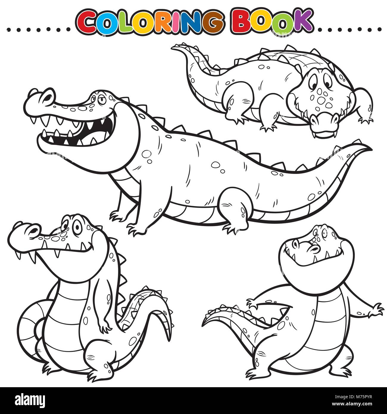 Cartoon Coloring Book - Crocodile Stock Vector