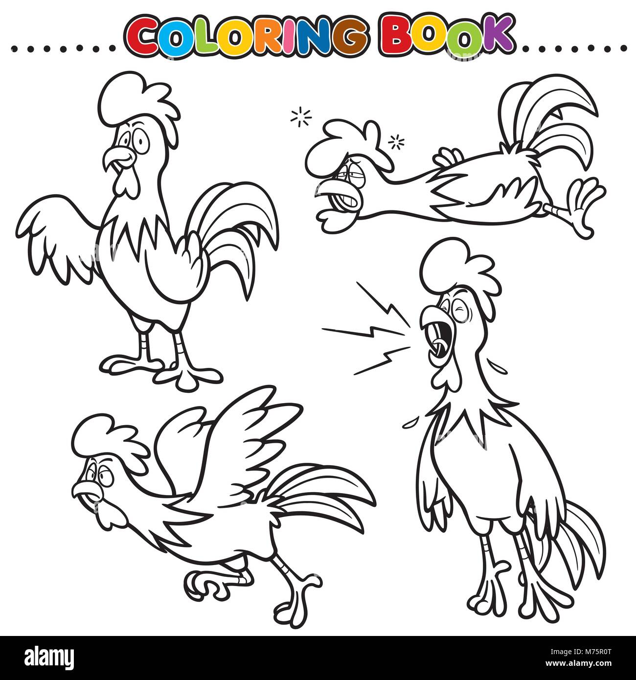 Cartoon Coloring Book - Chicken Stock Vector Image & Art - Alamy