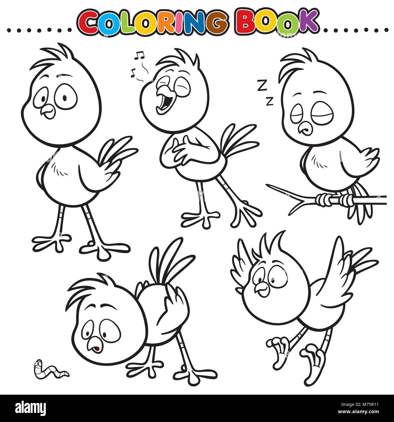 Cartoon Coloring Book - Bird Stock Vector Image & Art - Alamy