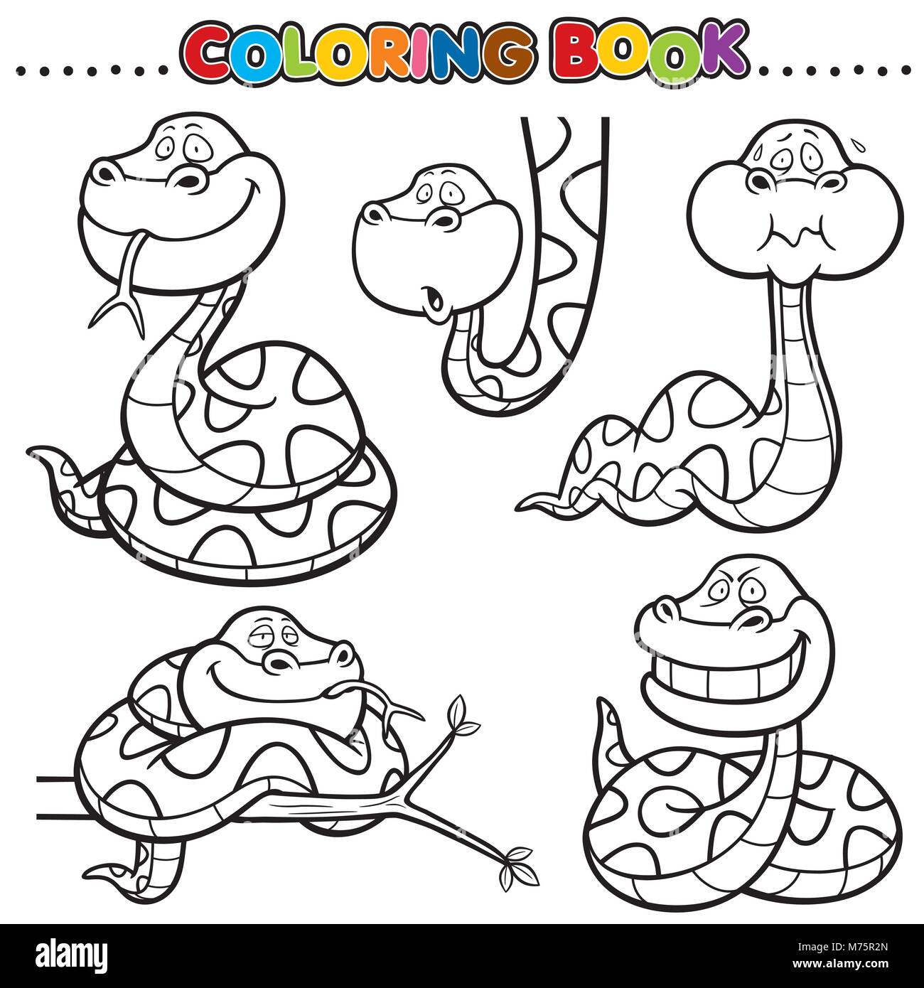 Cartoon Coloring Book - Snake Stock Vector