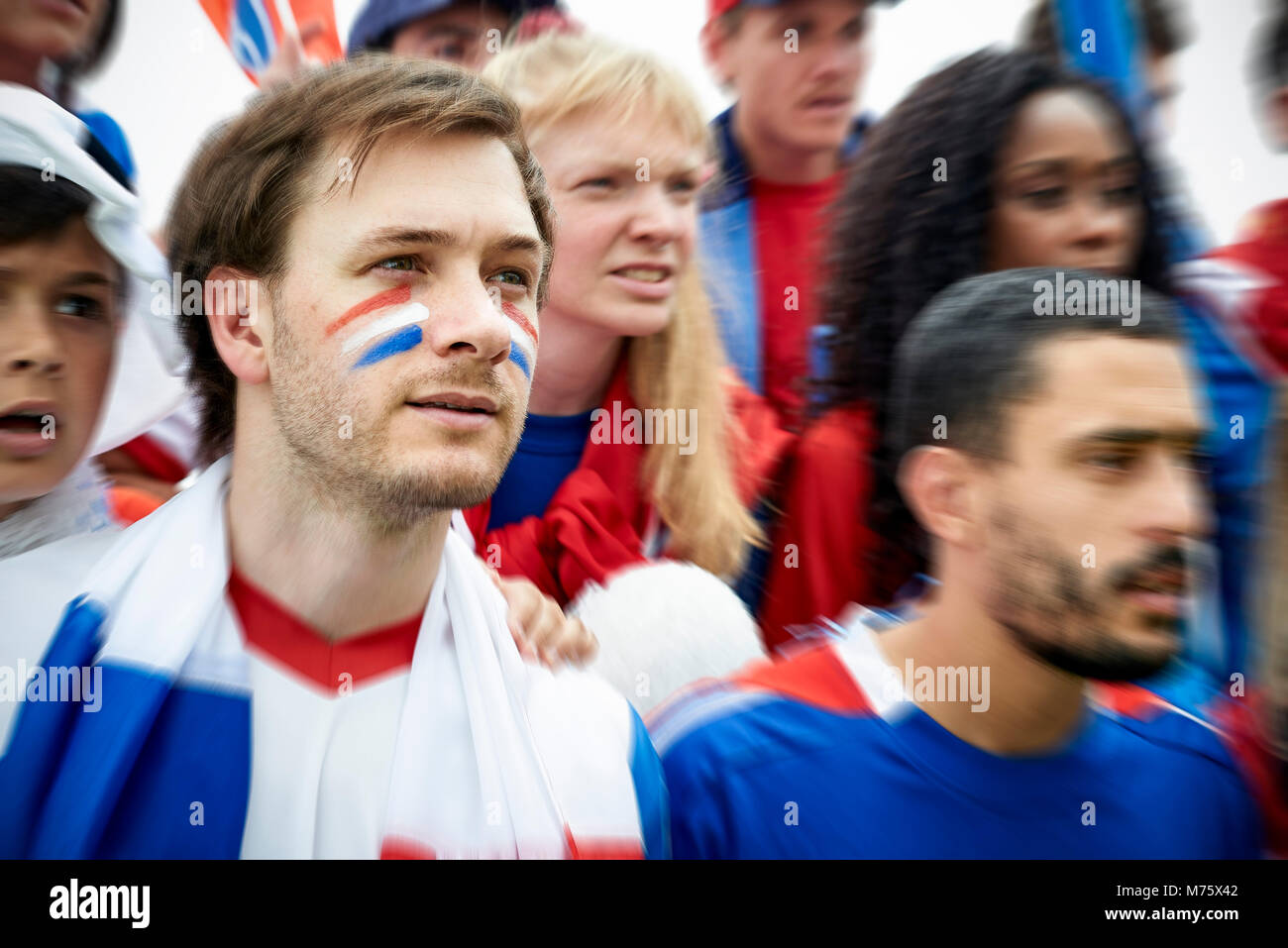 French football fans watching football match Stock Photo Alamy