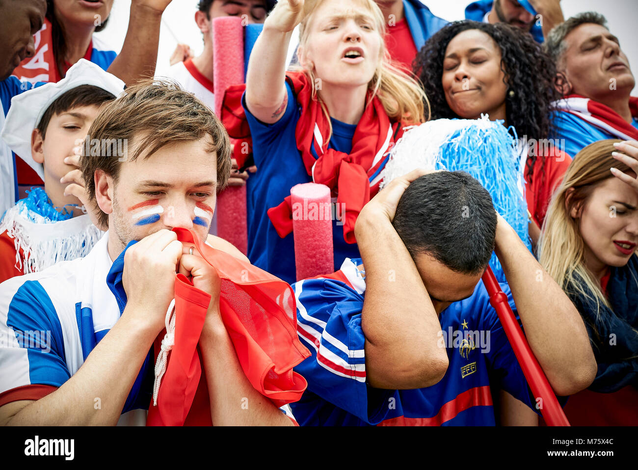 French football fans watching football match Stock Photo Alamy