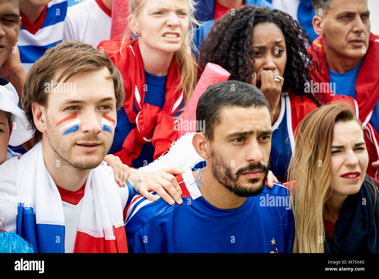 French football fans watching football match Stock Photo Alamy