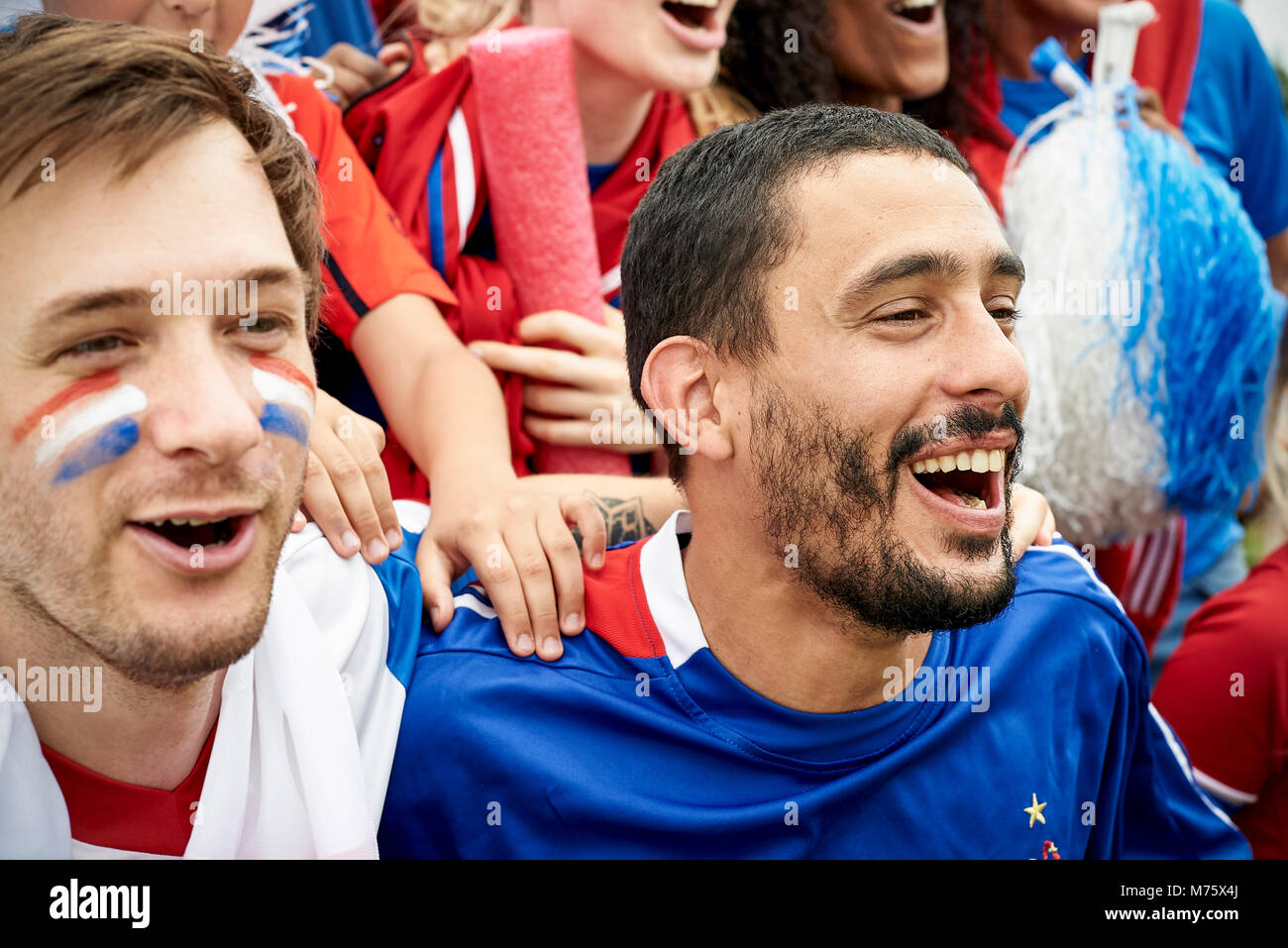 French football fans watching football match Stock Photo Alamy