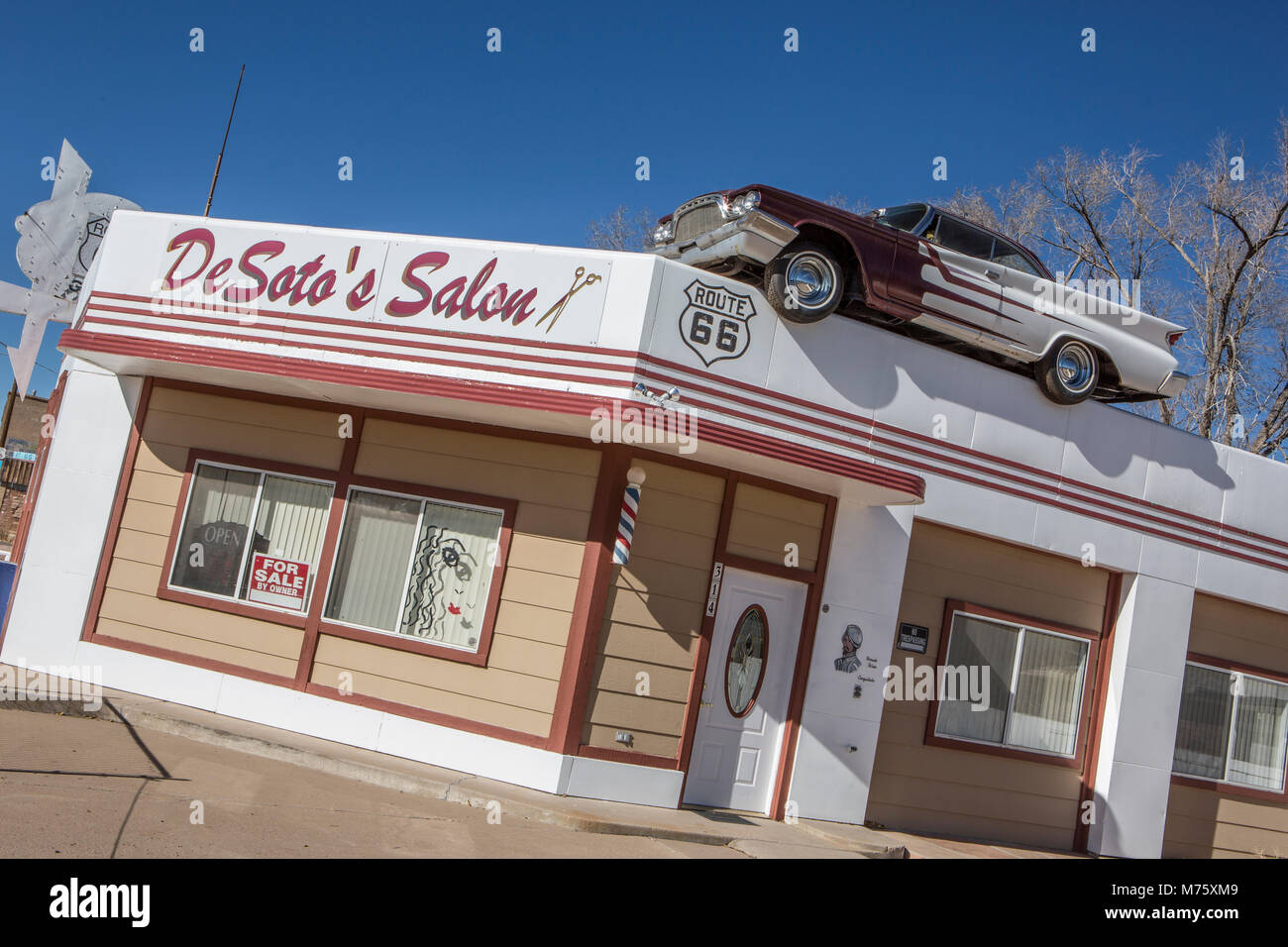 DeSoto's Salon, Desoto's Barber ShopAsh Fork, Arizona, USA. Stock Photo