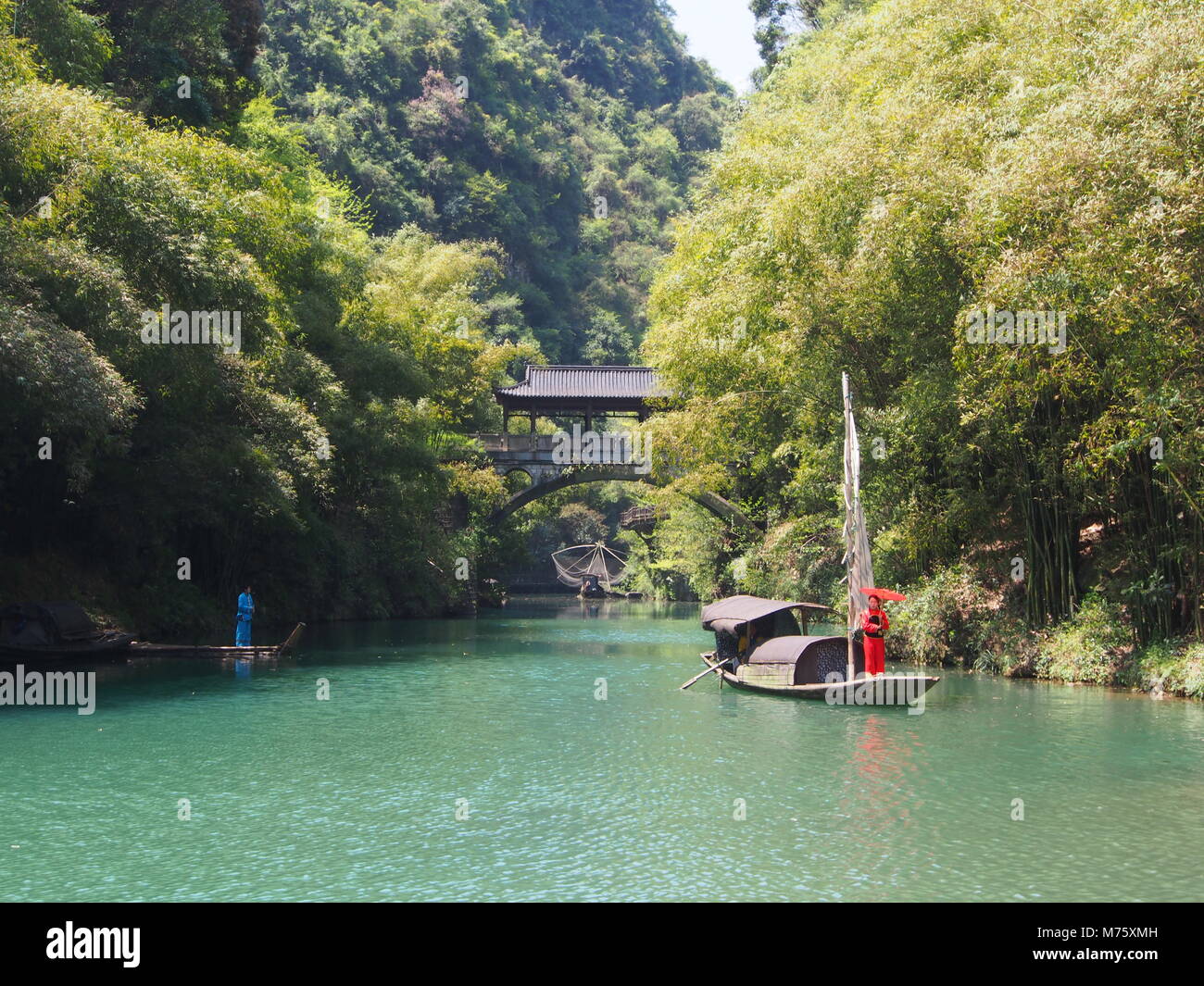 The River Cruise to Three Gorges Dam and Visit the small local village. Travel in Yichang City, Hubei Province, China in 2014, 11th April. Stock Photo