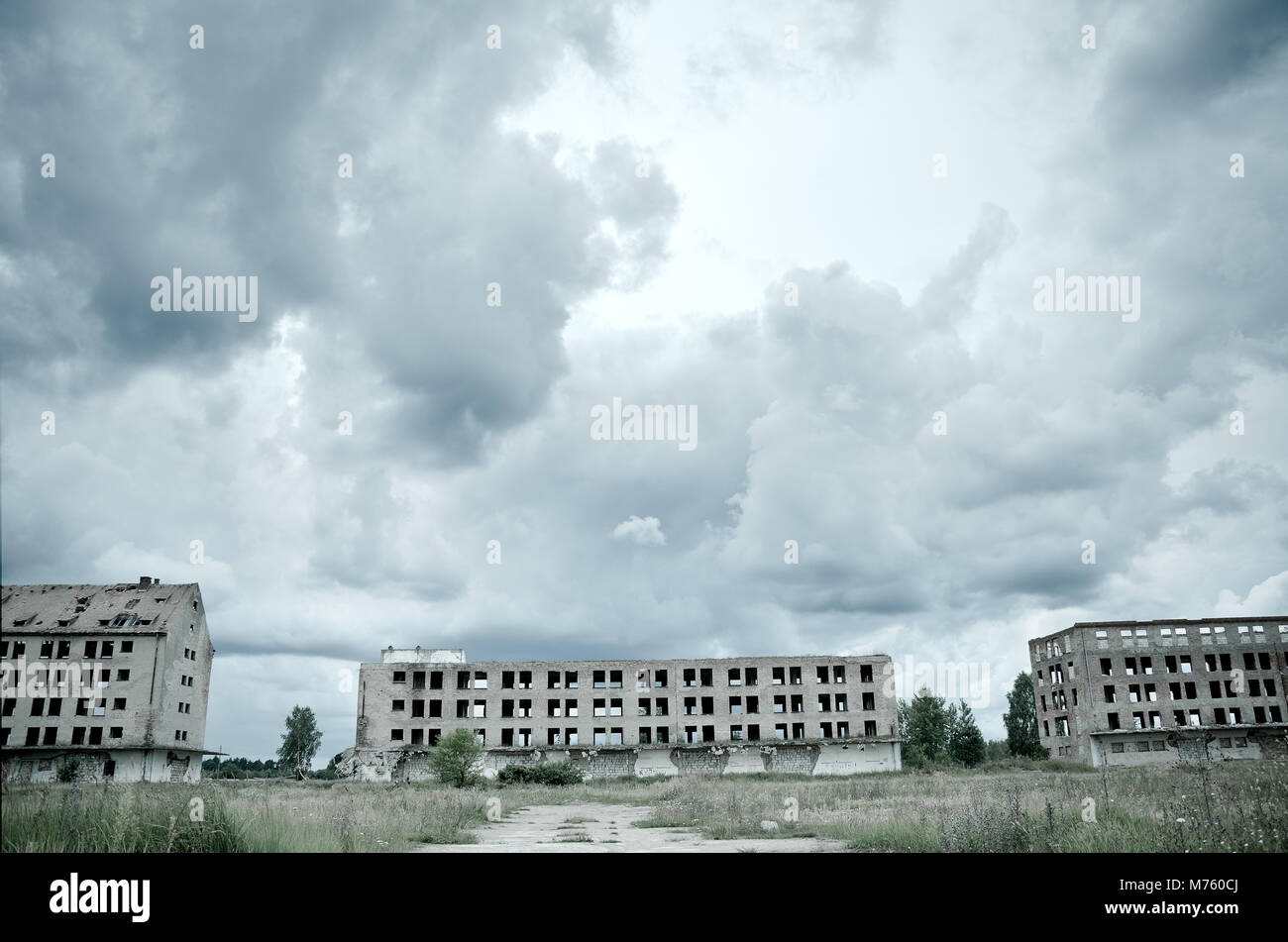 MIlitary warehouses. Secret city - Borne Sulinowo (ger: Gross Born), a military town (1938) of Wehrmacht artillery school. In the years 1945 - 1993, t Stock Photo