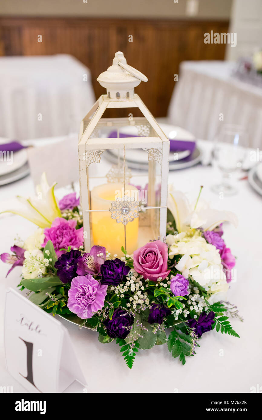 Candle Lantern Wedding Reception Centerpieces Stock Photo 176540411