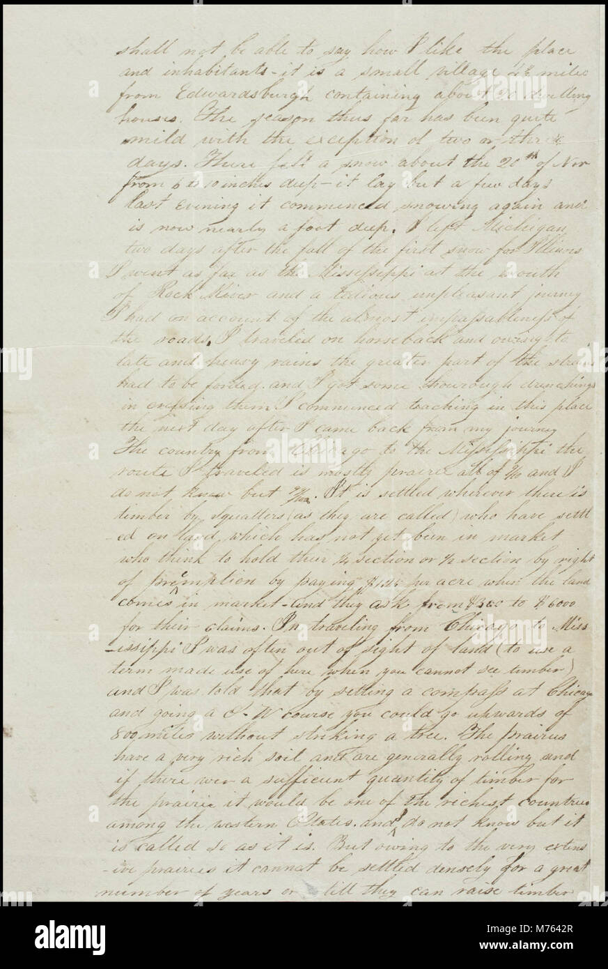 Letter , Adamsville, Mich., to John A. Sweetman, Charlton, Saratoga Co., N.Y., 1837 Dec. 16 (NBY 8146) Stock Photo