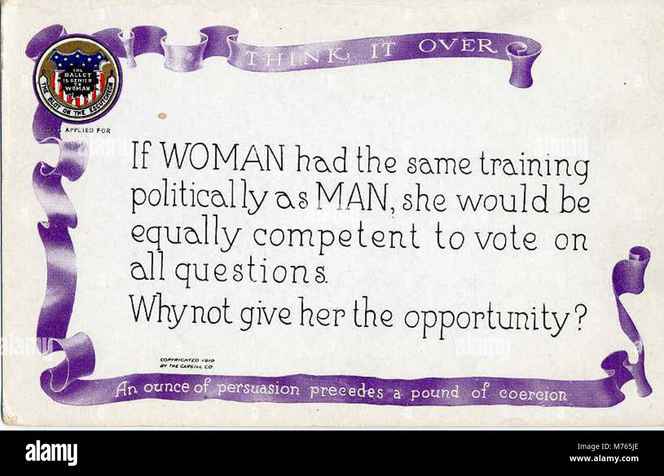 Lot 269 Suffrage 'If woman had the same training politically as man, she would be equally... (NBY 9067) Stock Photo