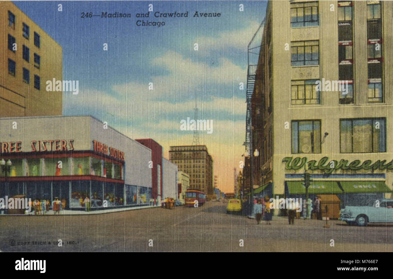 Madison and Crawford Avenue, Walgreens on one side, Three Sister on the