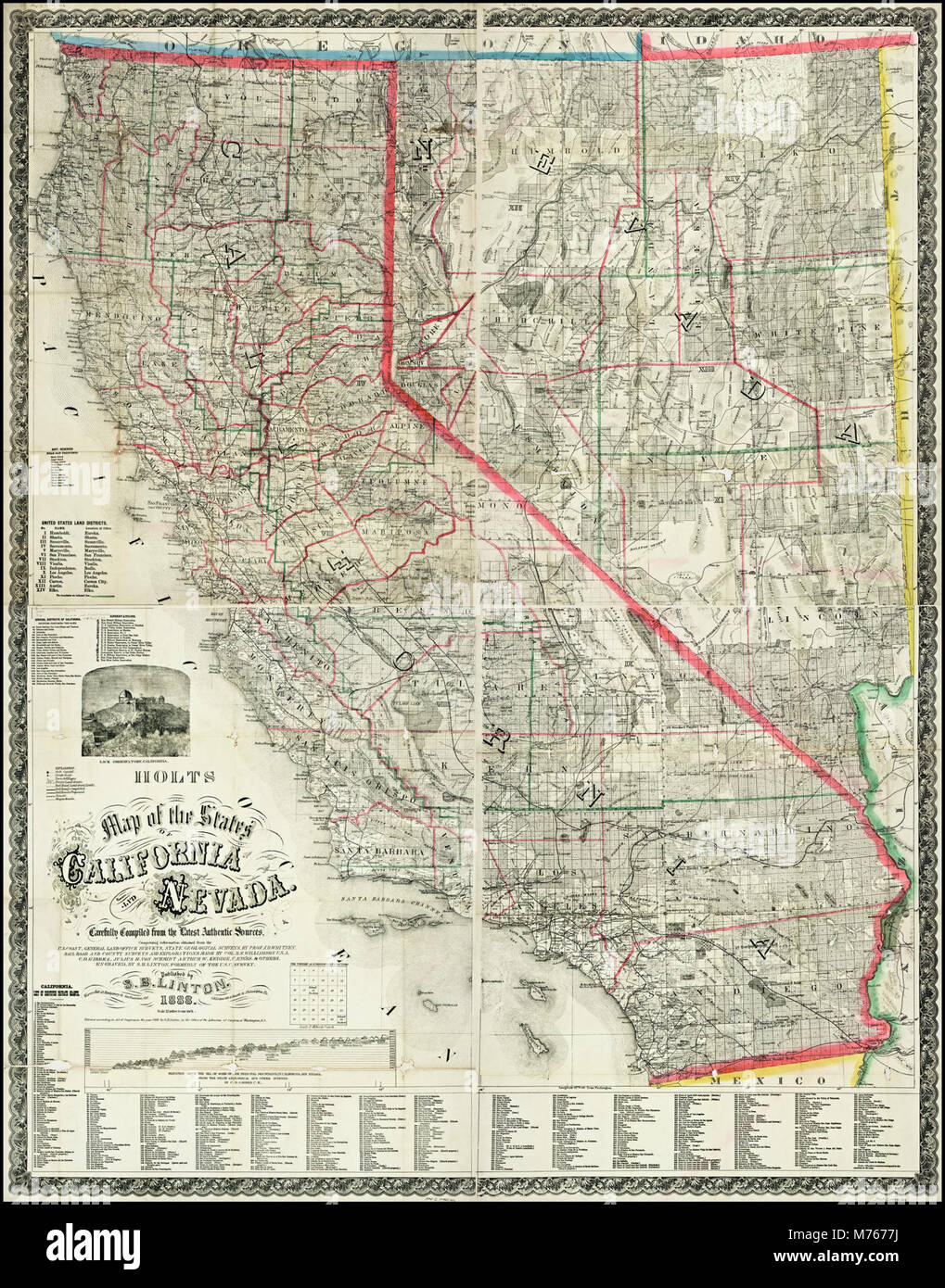 Map of the states of California and Nevada (NBY 15756 Stock Photo - Alamy