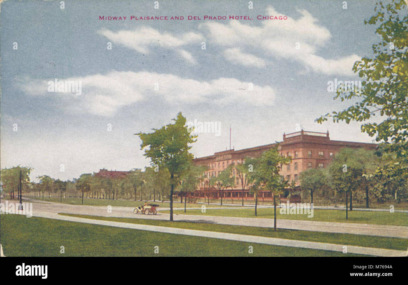 Midway Plaisance And Del Prado Hotel, Chicago (NBY 416540 Stock Photo