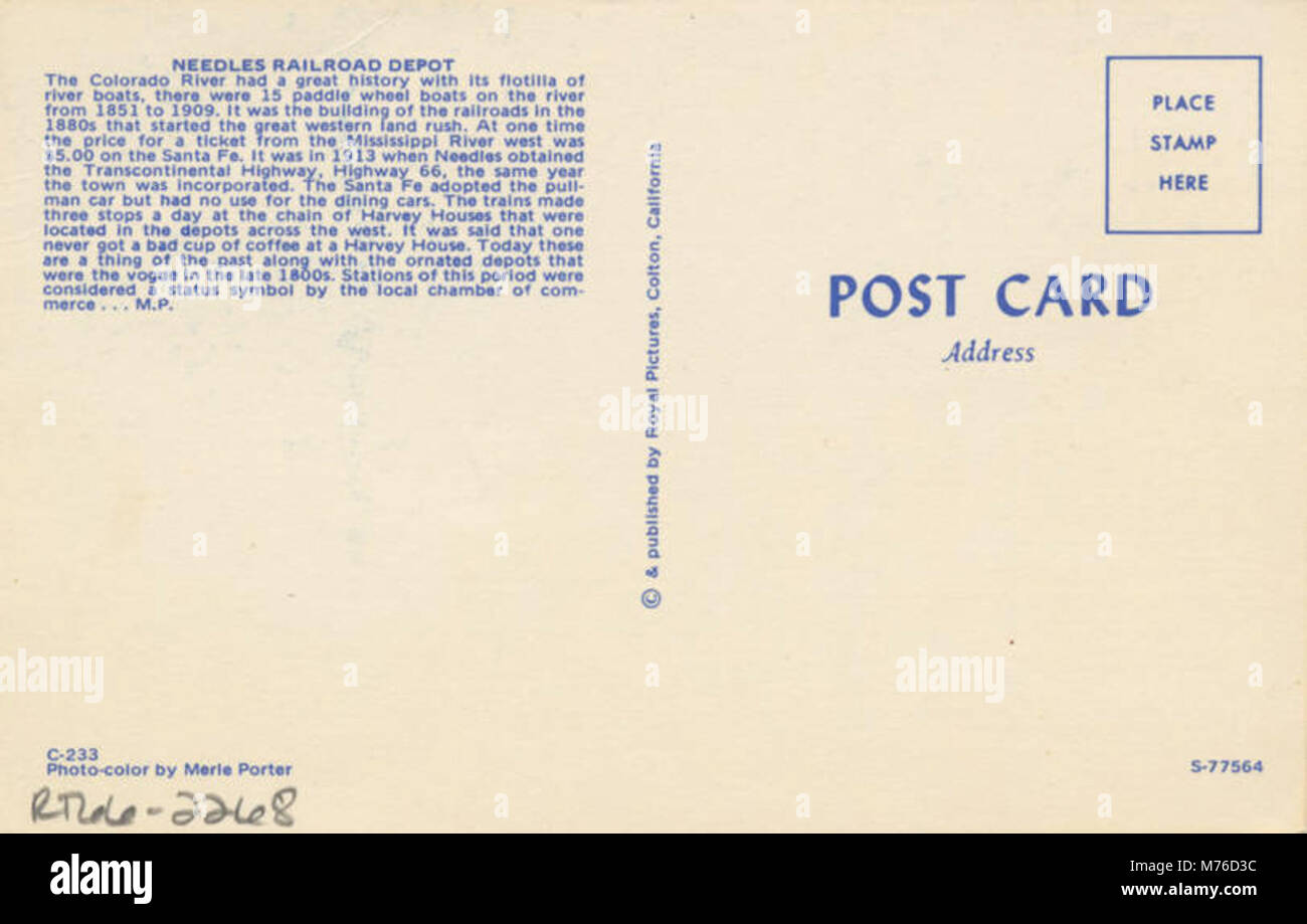 Needles CA Needles Railroad Depot (NBY 434675 Stock Photo Alamy