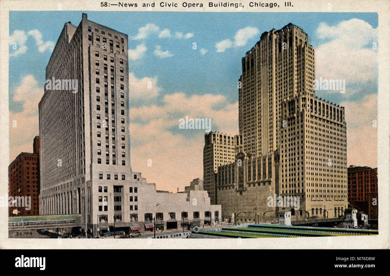 Opera Buildings Sign The News and Civic Opera Buildings in Chicago, Illinois, stand as key ...