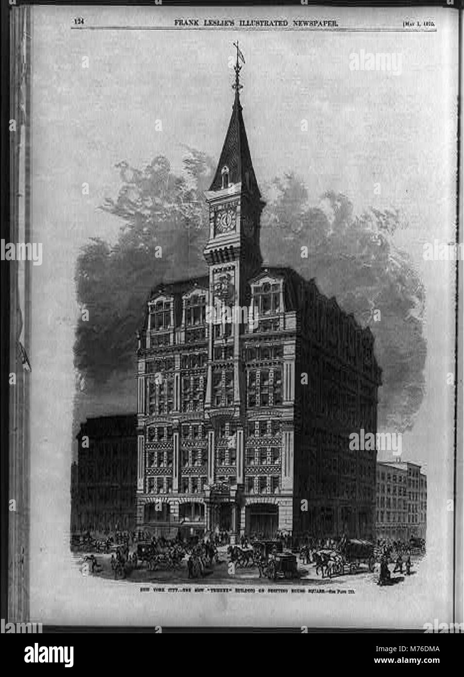 1894 Print Printing House Square New York City Hall Skyscraper