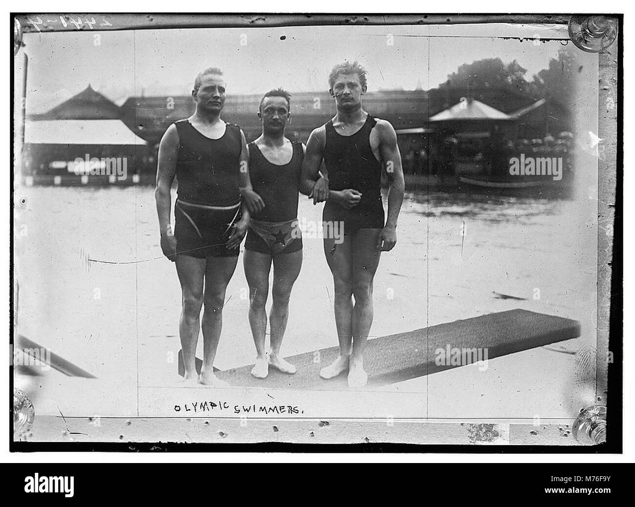 Photograph of Olympic swimmers, likely showcasing