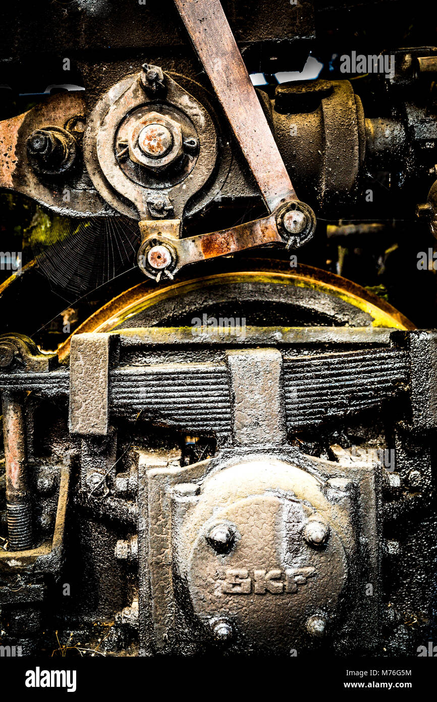 vintage steam engine working parts. Stock Photo