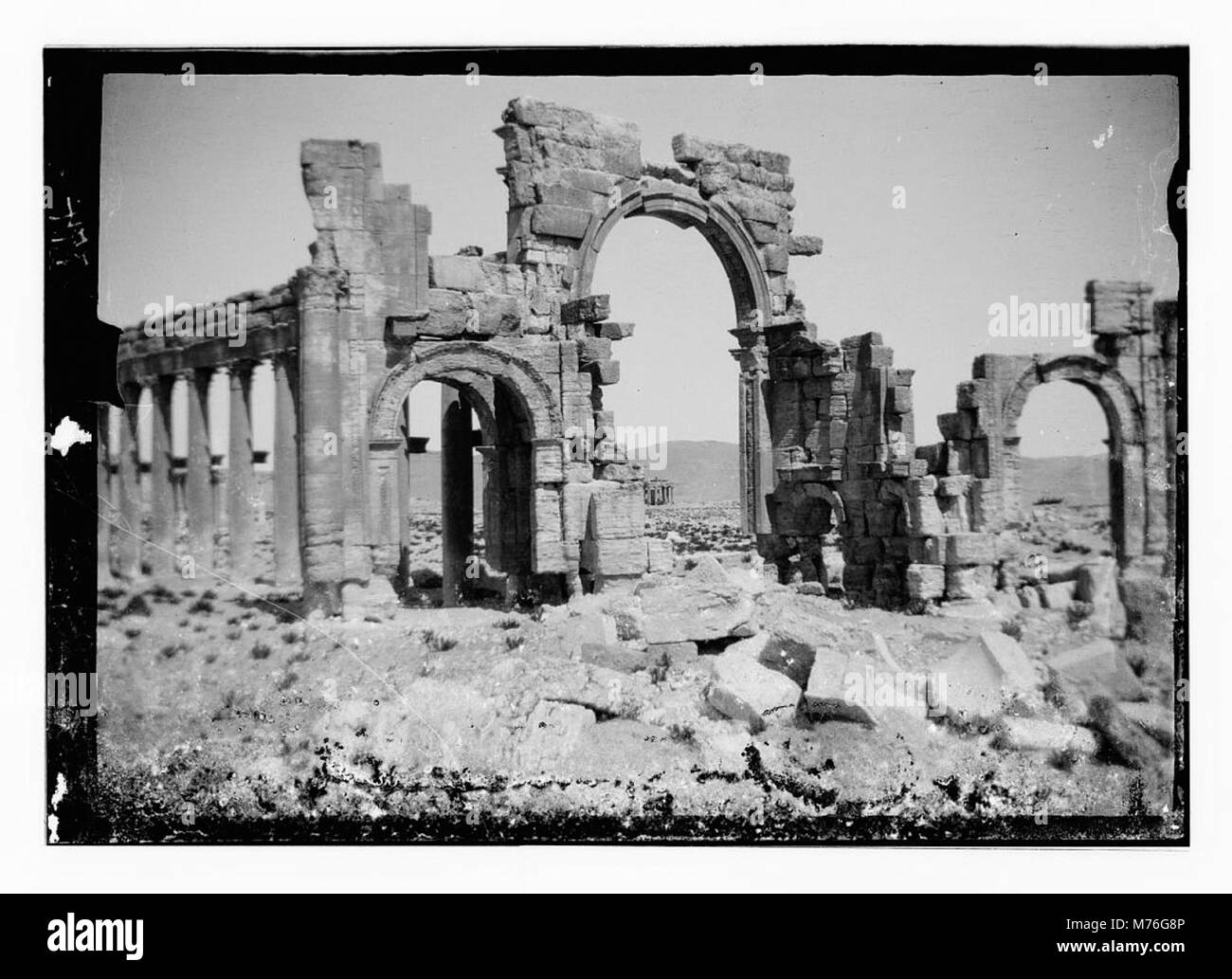 A photograph of the Triumphal Arch at Palmyra, also known as Tadmor ...