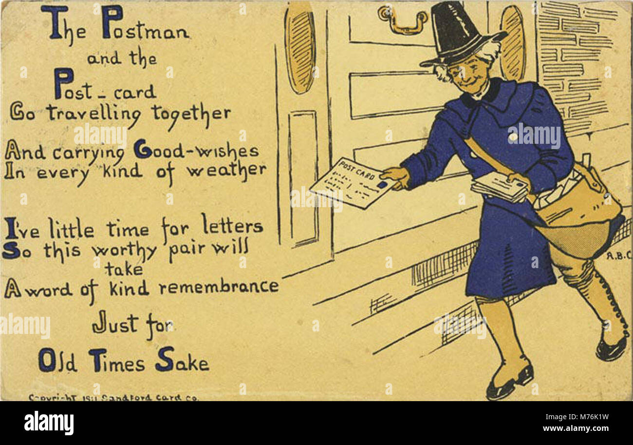 Poem about the postman and post card co-travelling together (NBY 21160 ...