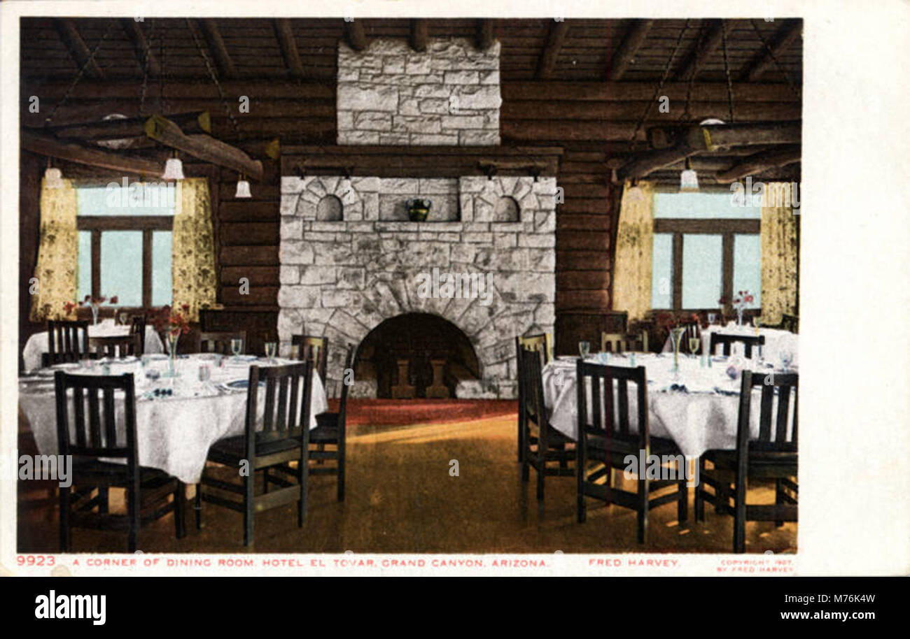 An interior view of a corner of the dining room at Hotel El Tovar