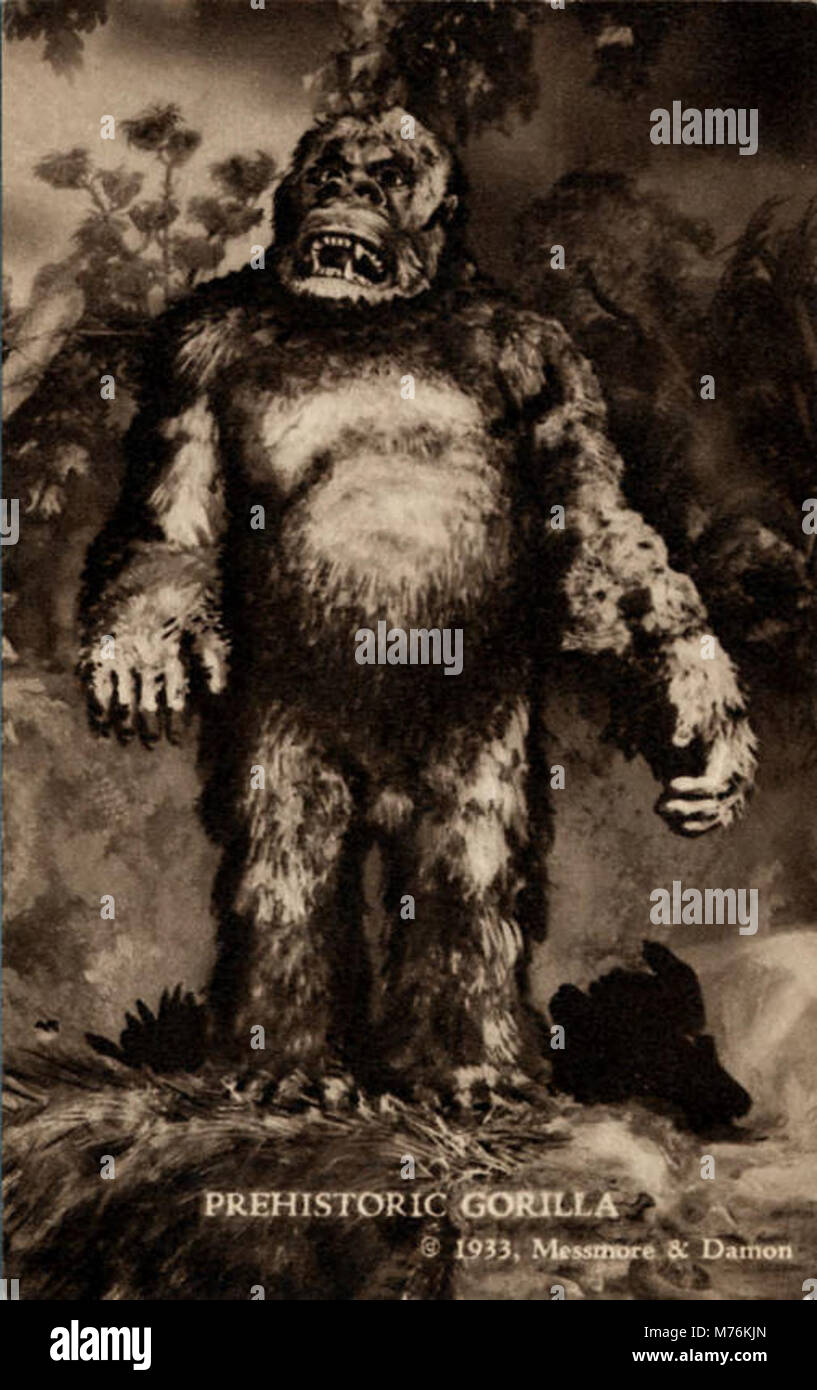 An artistic reconstruction of a prehistoric gorilla, highlighting the ...