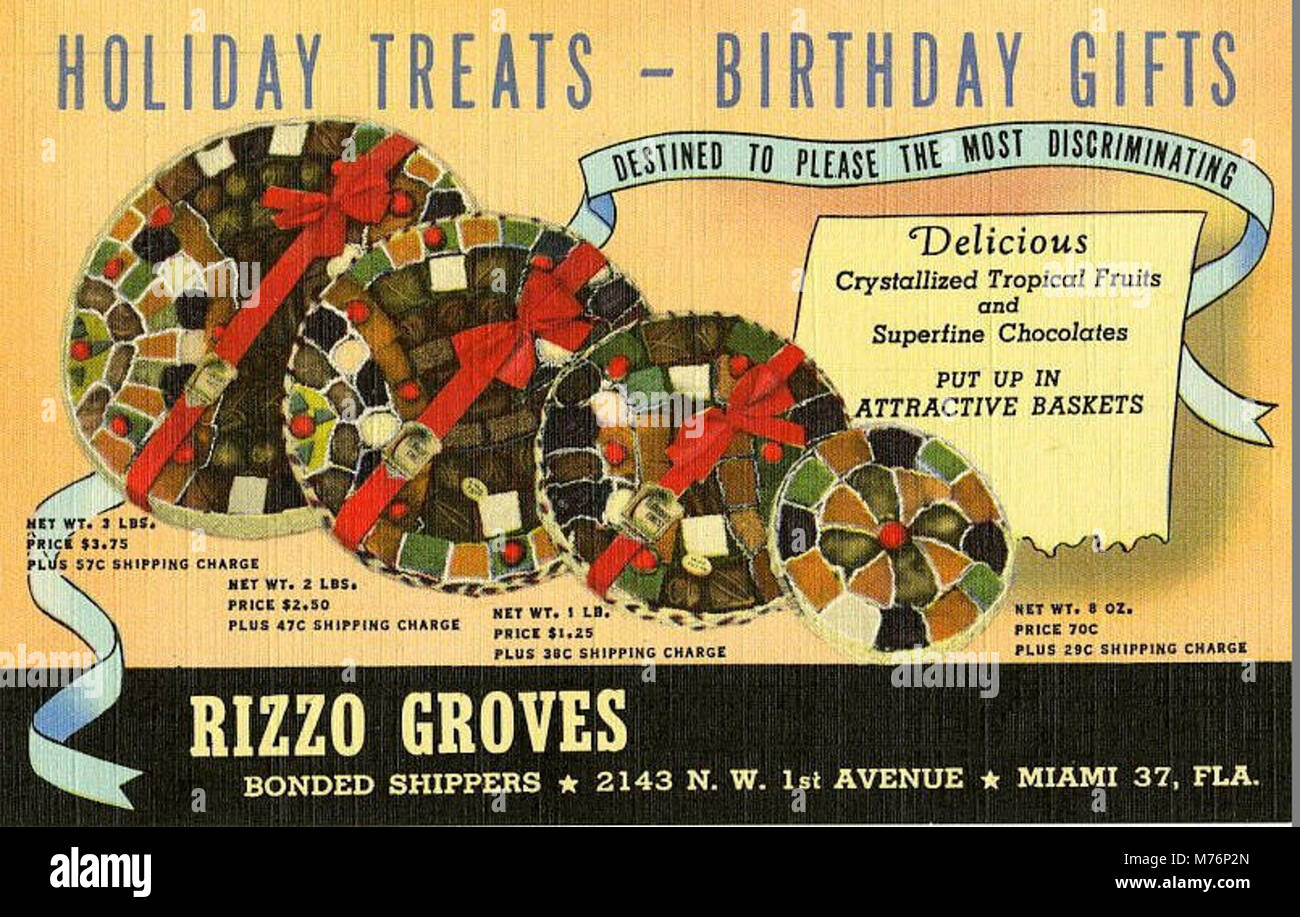 Rizzo Groves, crystalized tropical fruits and superfine chocolates in attractive baskets (NBY 7129) Stock Photo