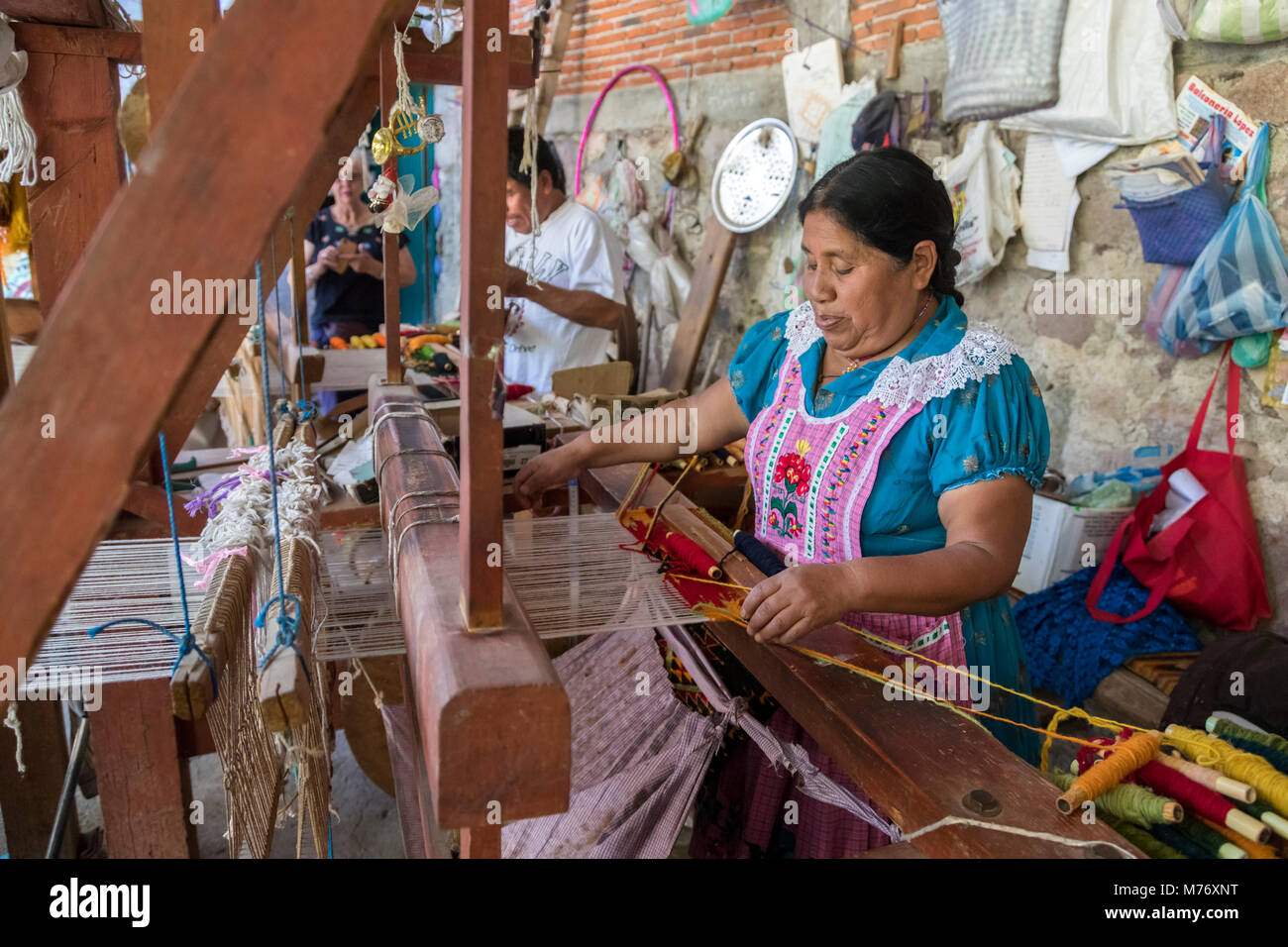 San Miguel del Valle, Oaxaca, Mexico - Mexican women receive microfinance loans from the nonprofit En Via to support their small businesses. Marina He Stock Photo