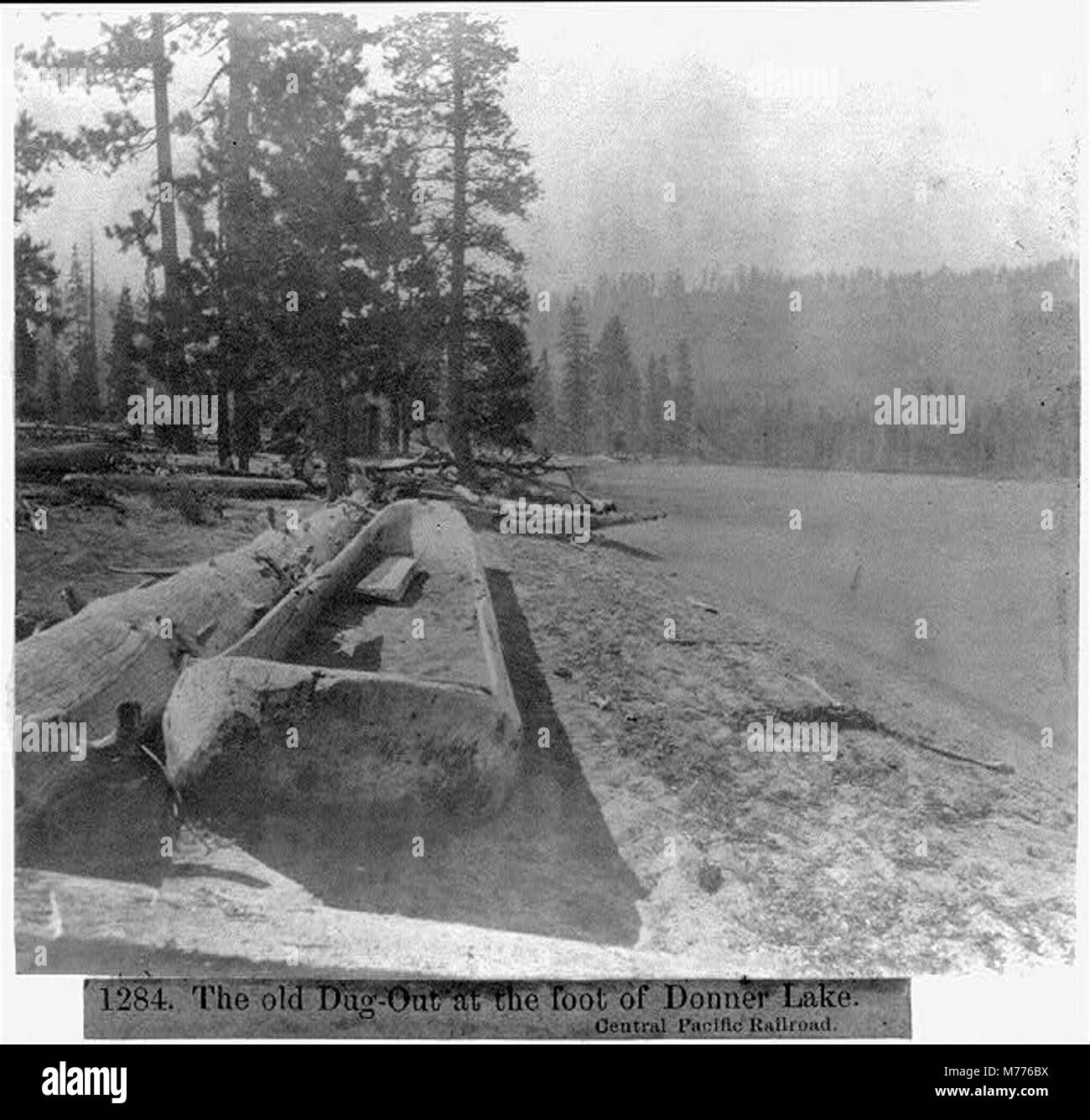 The old Dug-Out at the foot of Donner Lake - Central Pacific Railroad ...