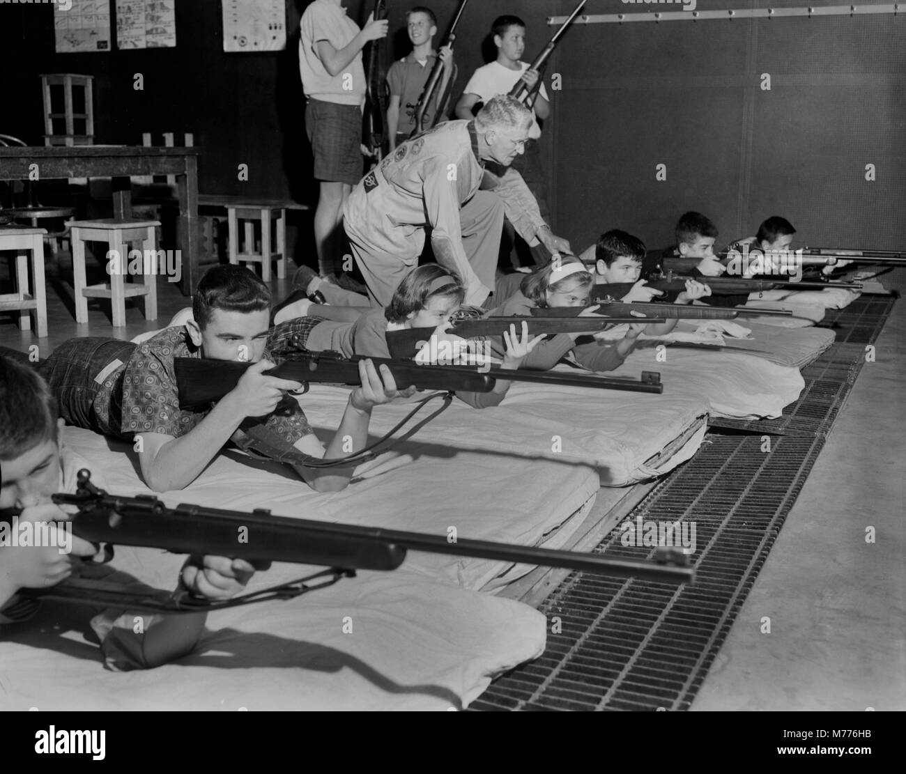 Gun education class for teenagers in Georgia, ca. 1961. Stock Photo
