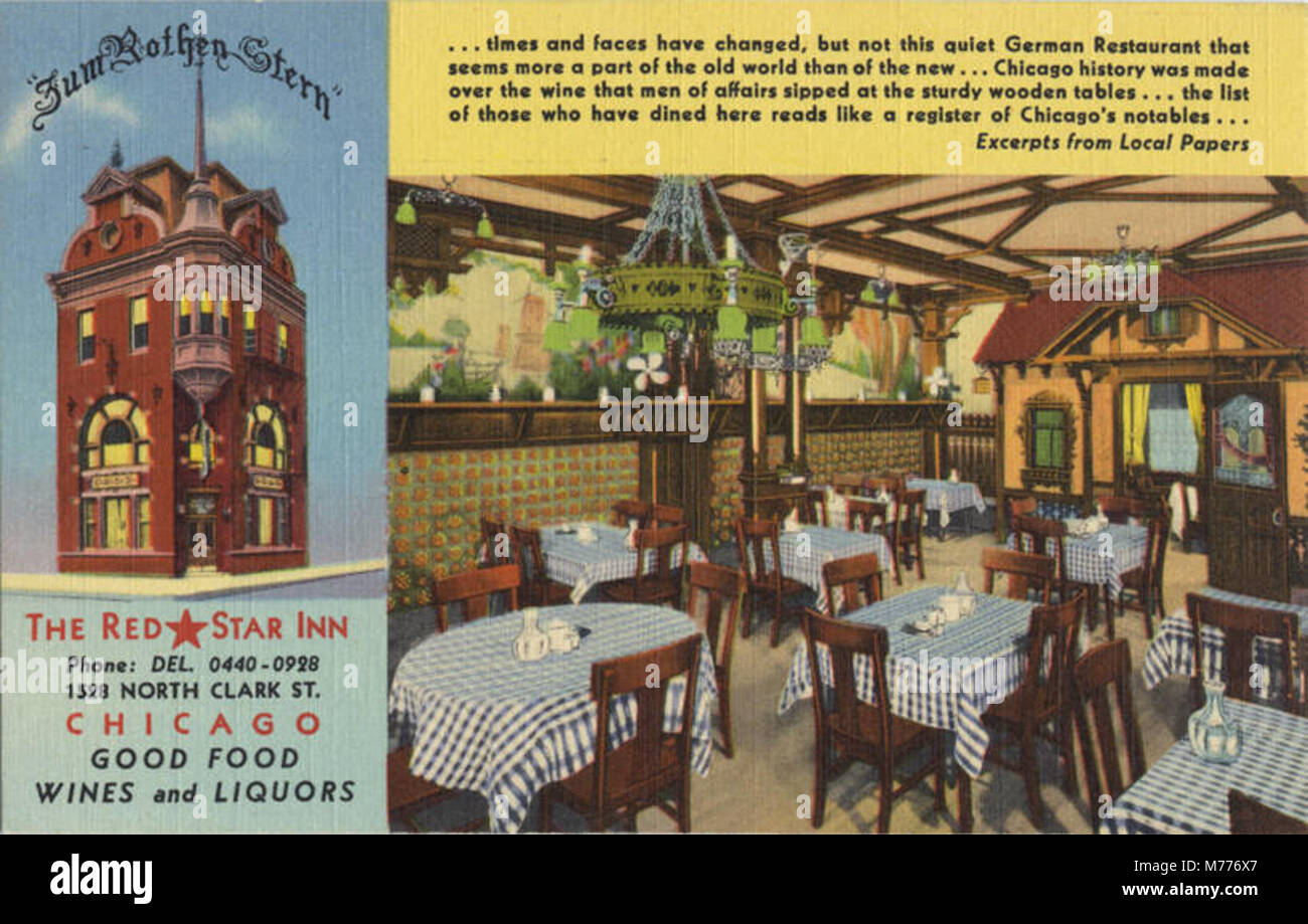 The Red Star Inn, Phone, Del. 0440-0928, 1528 North Clark St., Chicago,  Good Food Wines And Liquors (NBY 415317 Stock Photo - Alamy