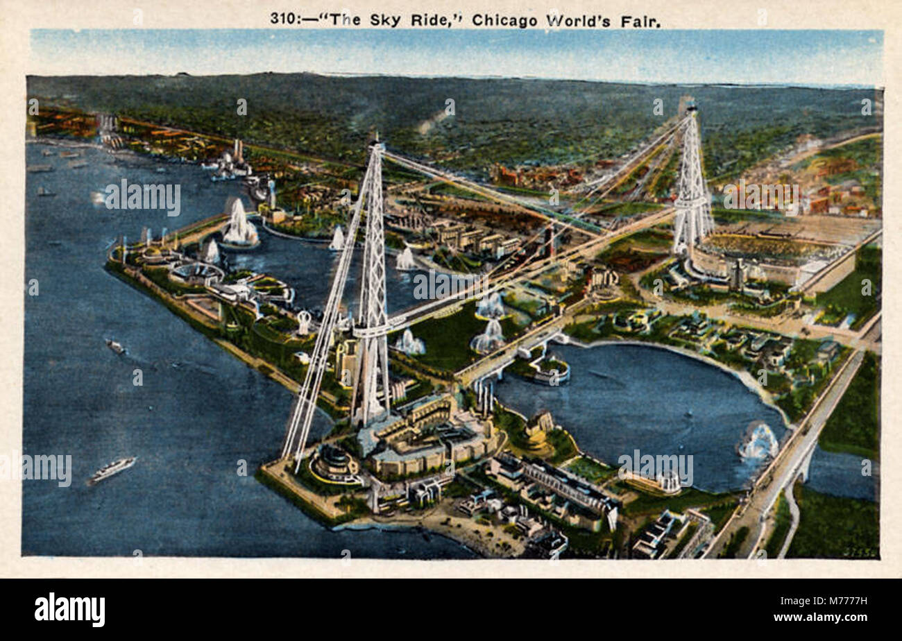 Photograph of the Sky Ride at the Chicago World’s Fair. The image ...